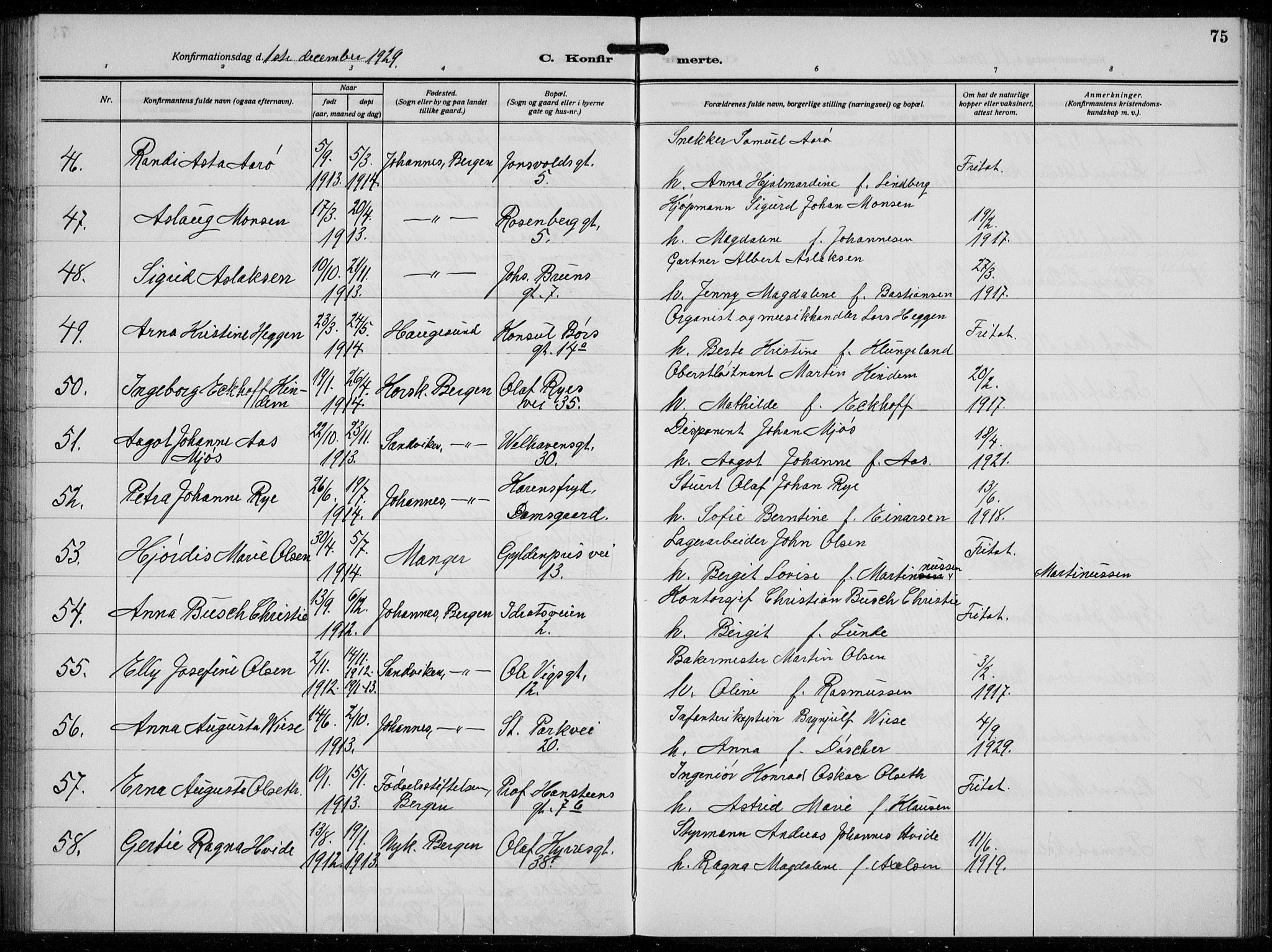 Johanneskirken sokneprestembete, AV/SAB-A-76001/H/Hab: Parish register (copy) no. B  3, 1925-1935, p. 74b-75a