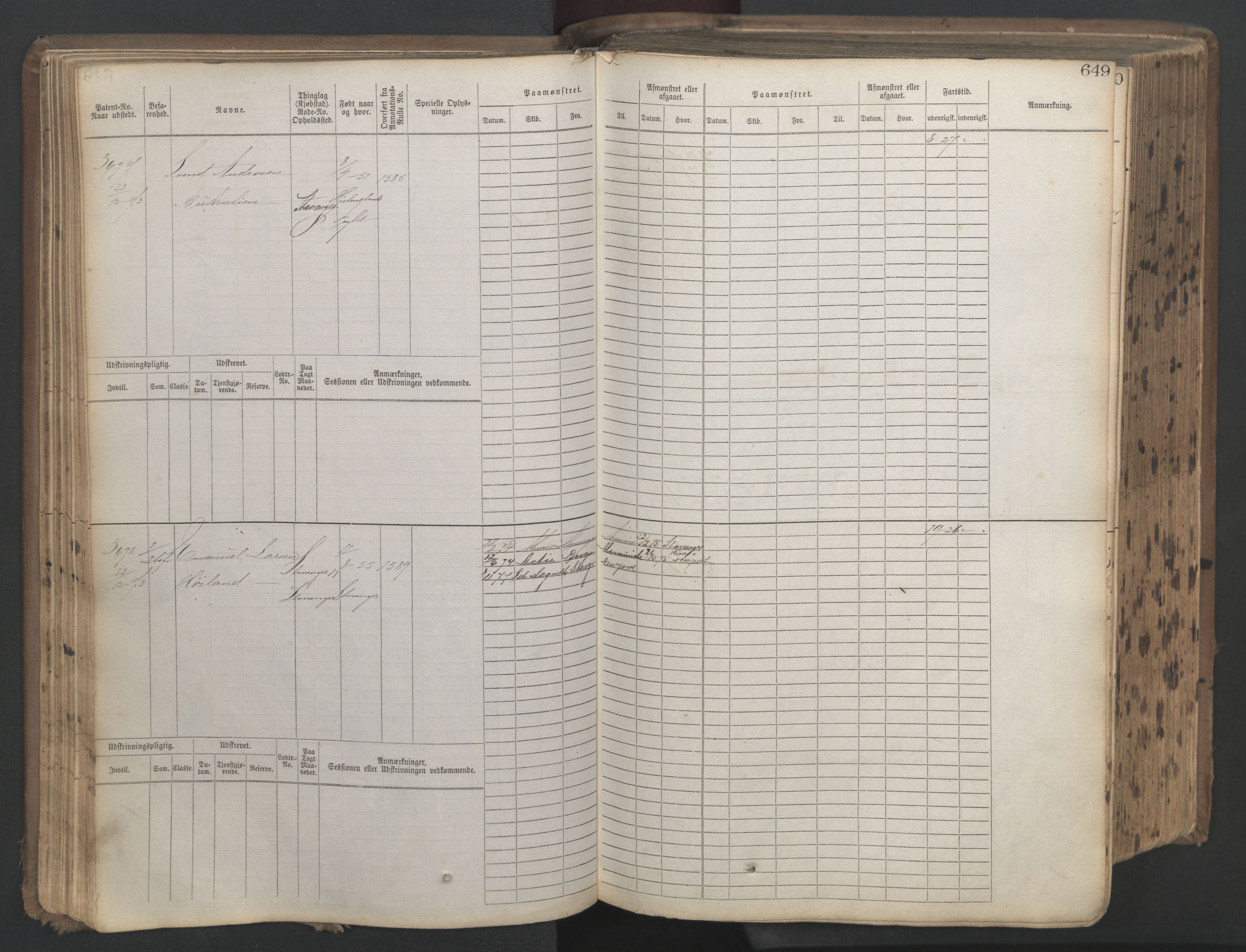 Stavanger sjømannskontor, AV/SAST-A-102006/F/Fb/Fbb/L0019: Sjøfartshovedrulle patnentnr. 3603-4803 (dublett), 1875, p. 52