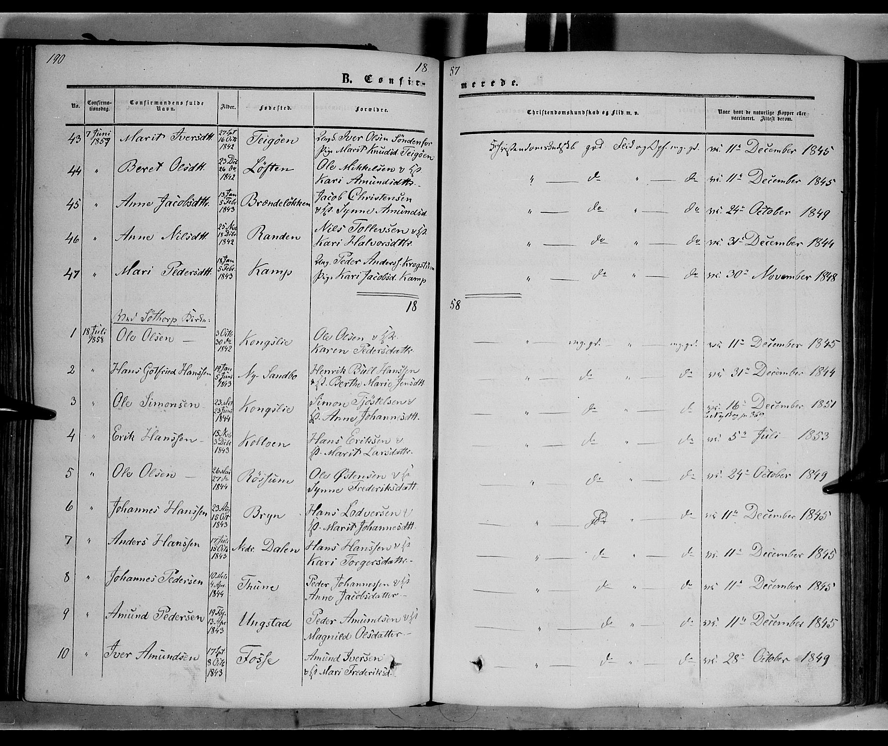 Nord-Fron prestekontor, AV/SAH-PREST-080/H/Ha/Haa/L0001: Parish register (official) no. 1, 1851-1864, p. 190