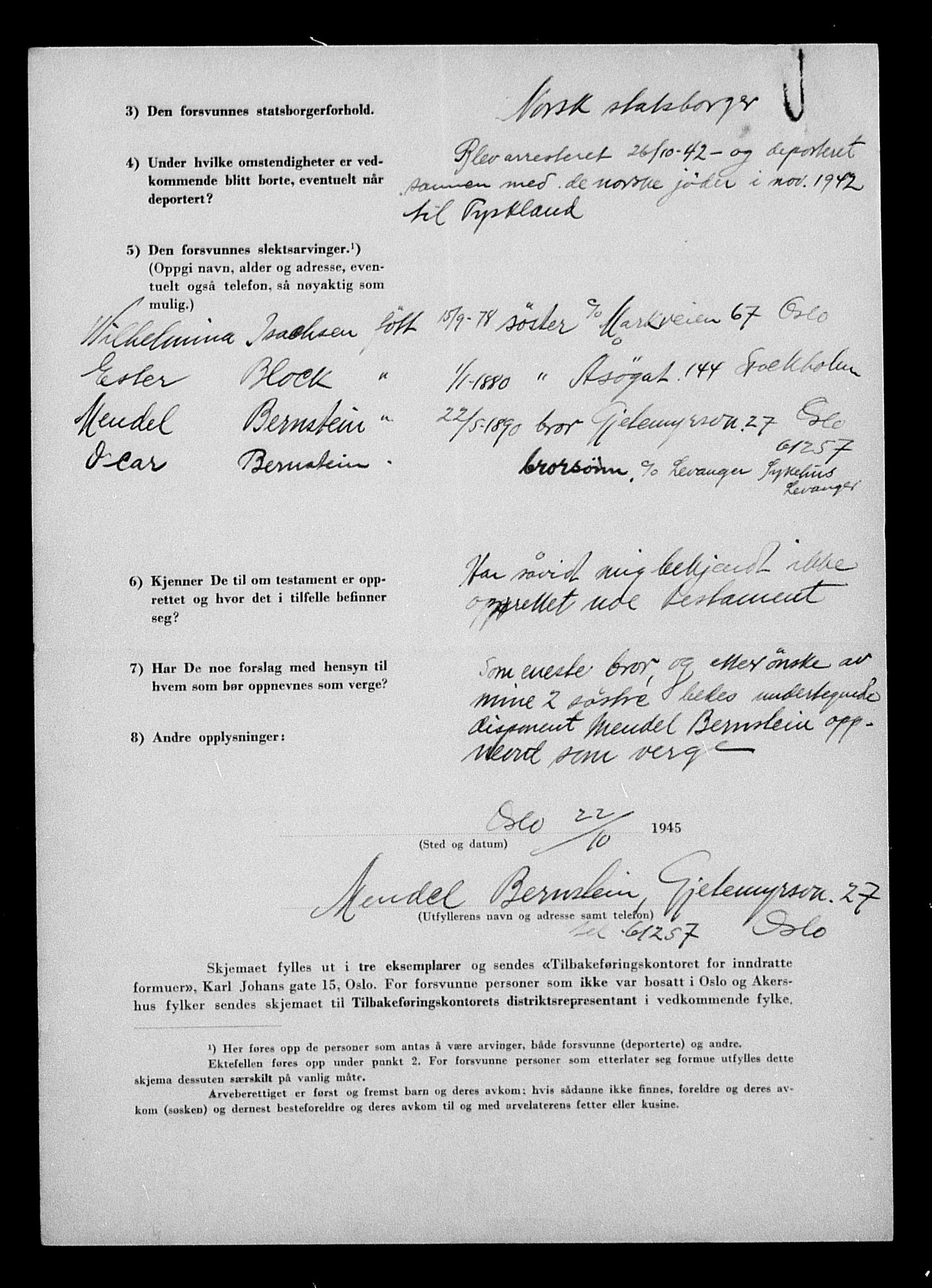 Justisdepartementet, Tilbakeføringskontoret for inndratte formuer, AV/RA-S-1564/H/Hc/Hcd/L0991: --, 1945-1947, p. 185