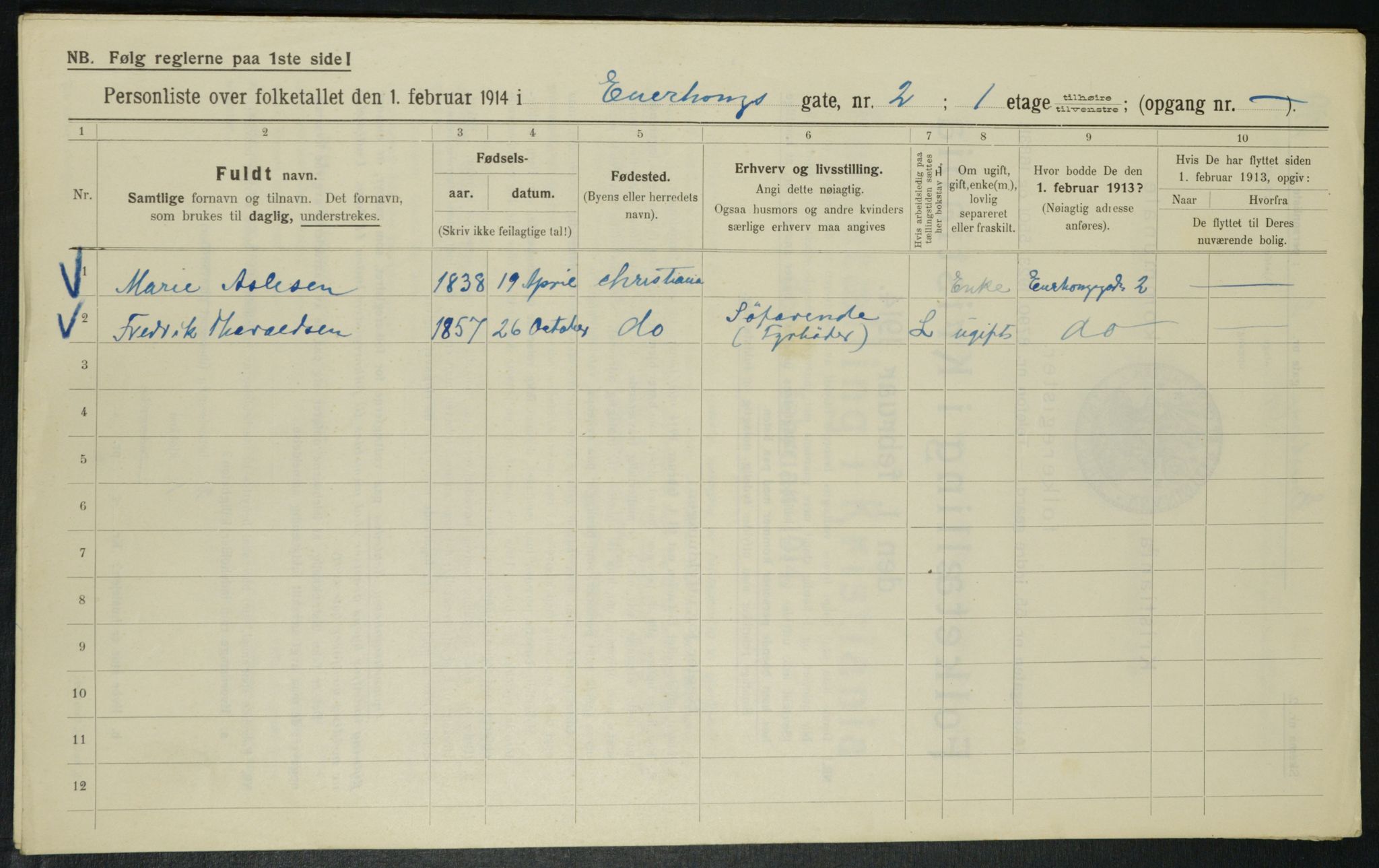 OBA, Municipal Census 1914 for Kristiania, 1914, p. 21675