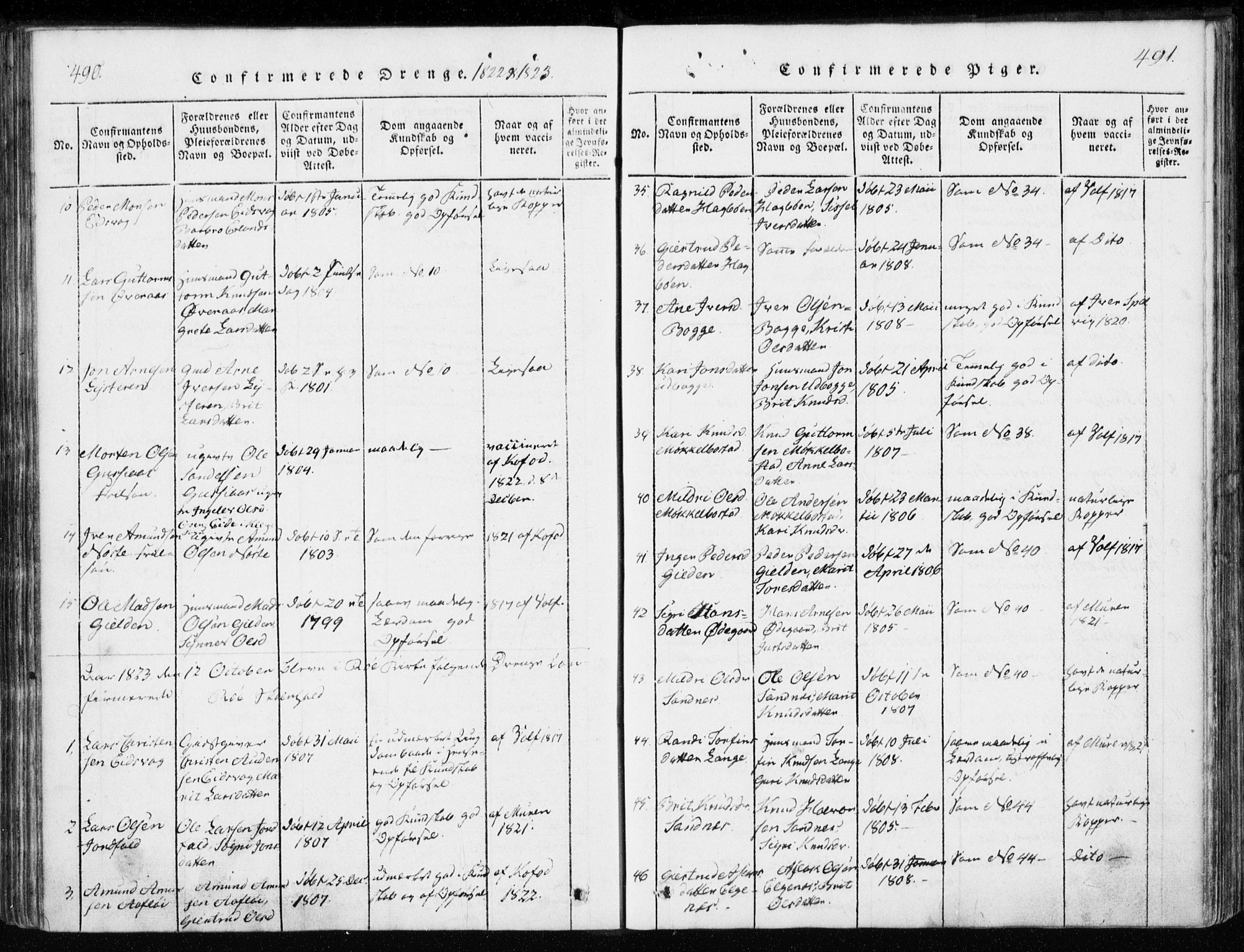 Ministerialprotokoller, klokkerbøker og fødselsregistre - Møre og Romsdal, SAT/A-1454/551/L0623: Parish register (official) no. 551A03, 1818-1831, p. 490-491