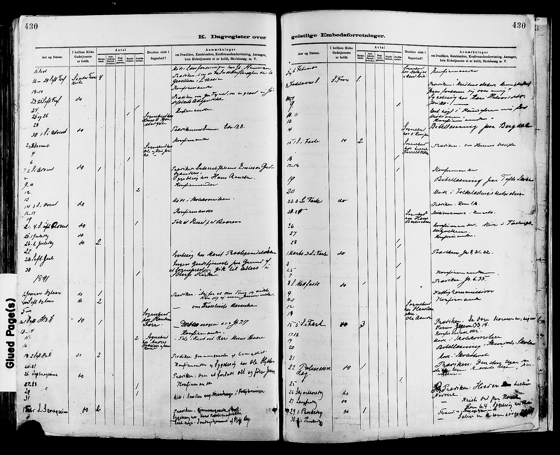 Sør-Fron prestekontor, AV/SAH-PREST-010/H/Ha/Haa/L0003: Parish register (official) no. 3, 1881-1897, p. 430