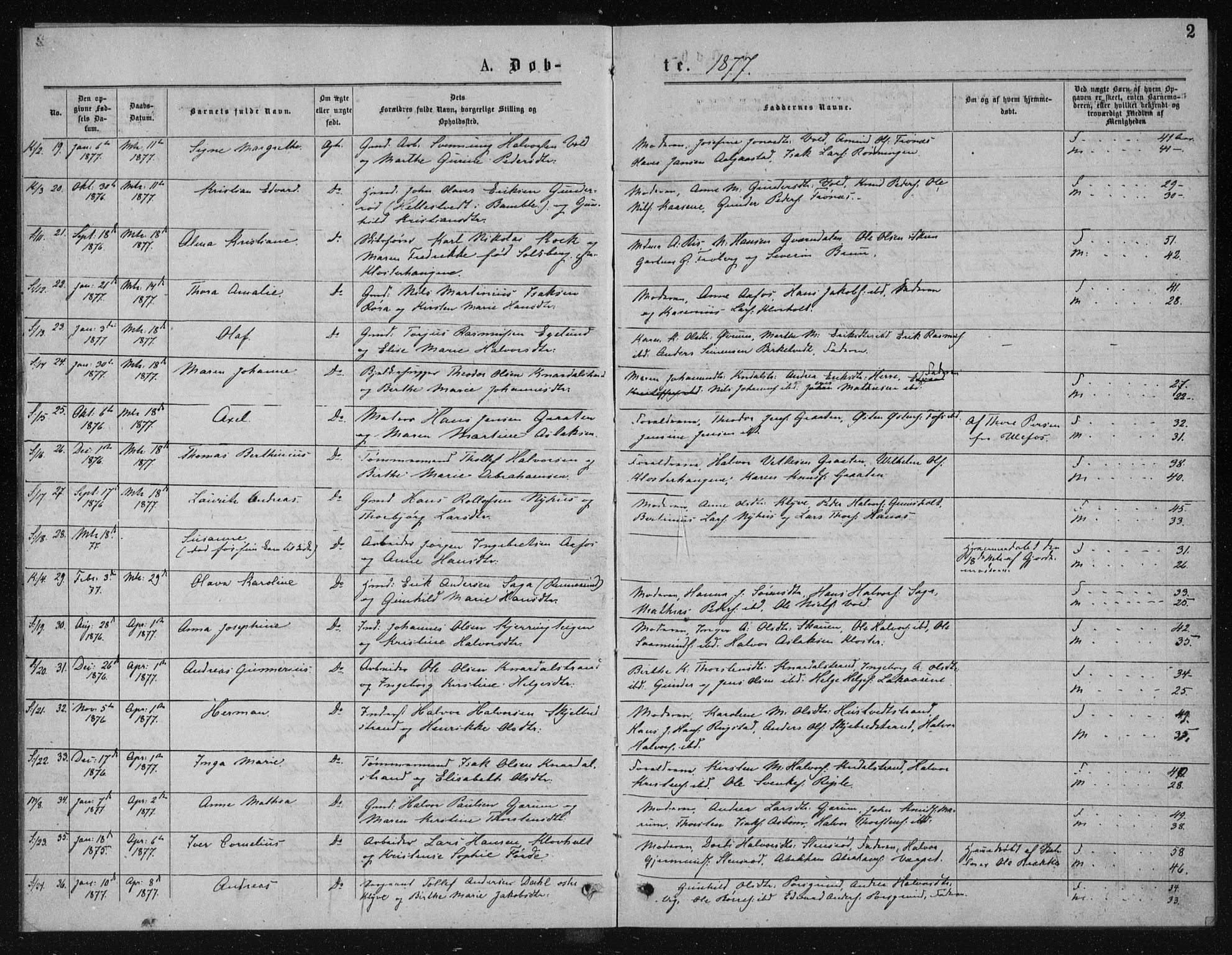 Solum kirkebøker, AV/SAKO-A-306/G/Ga/L0005: Parish register (copy) no. I 5, 1877-1881, p. 2