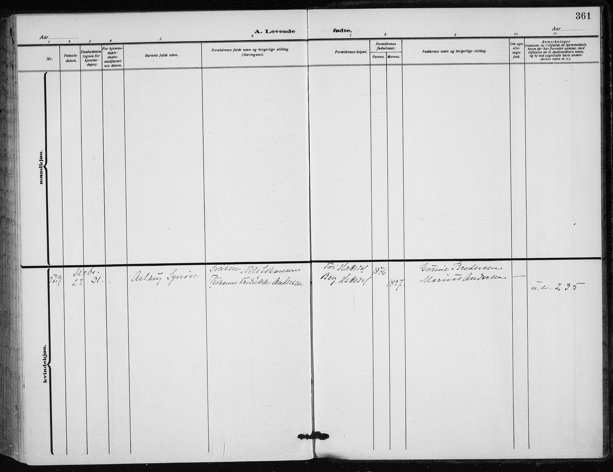 Rikshospitalet prestekontor Kirkebøker, AV/SAO-A-10309b/F/L0017: Parish register (official) no. 17, 1919-1922, p. 361