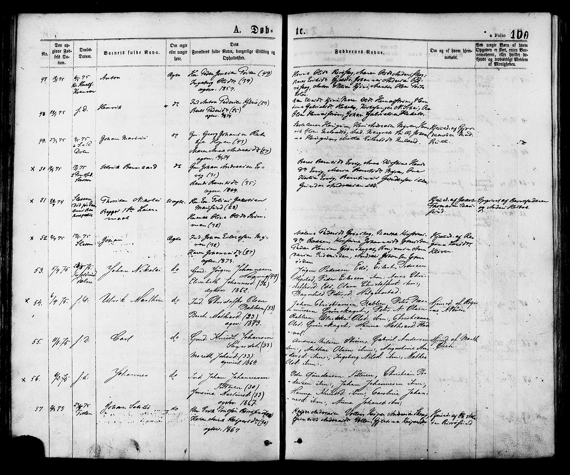 Ministerialprotokoller, klokkerbøker og fødselsregistre - Sør-Trøndelag, AV/SAT-A-1456/634/L0532: Parish register (official) no. 634A08, 1871-1881, p. 100