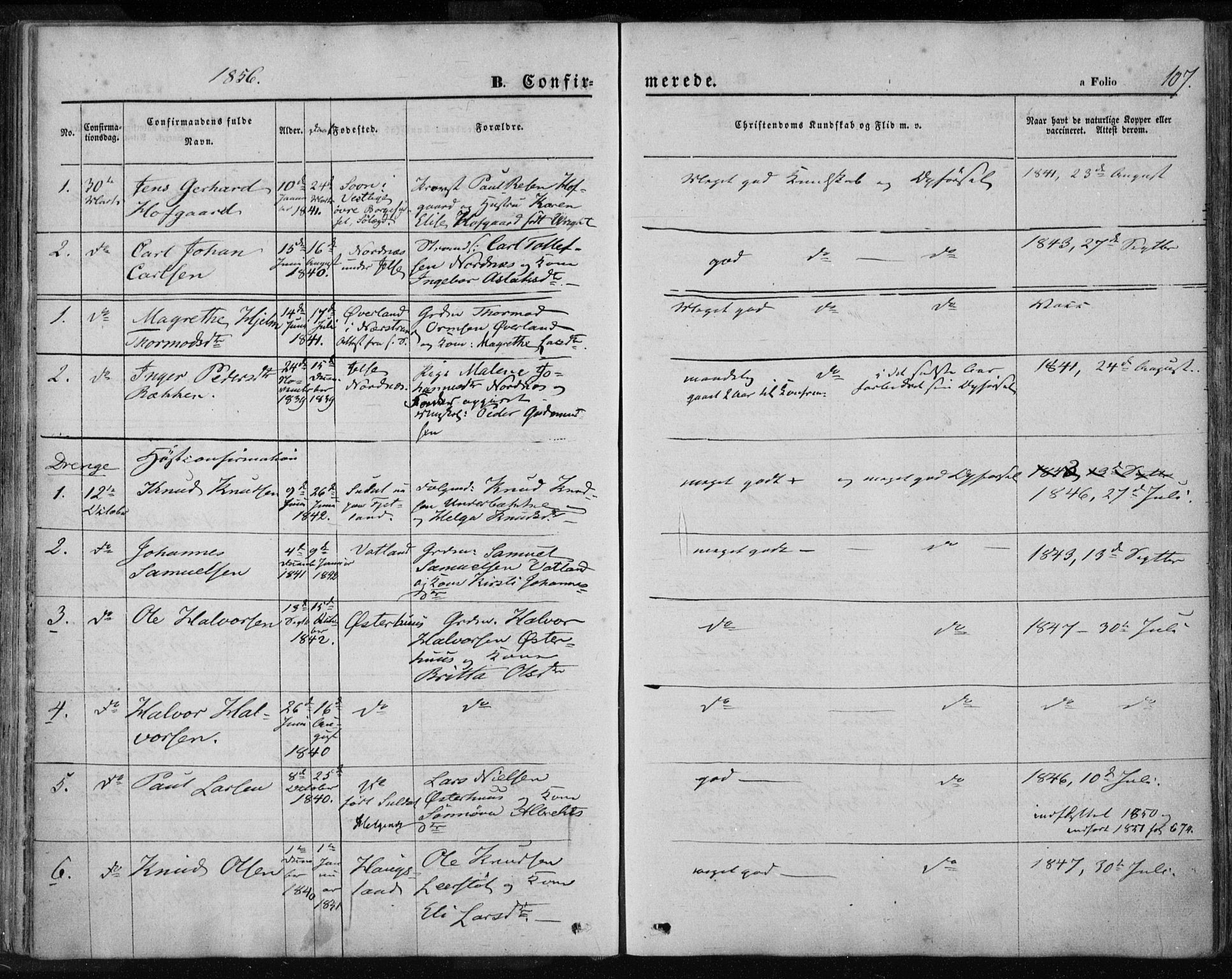 Jelsa sokneprestkontor, SAST/A-101842/01/IV: Parish register (official) no. A 7, 1854-1866, p. 107