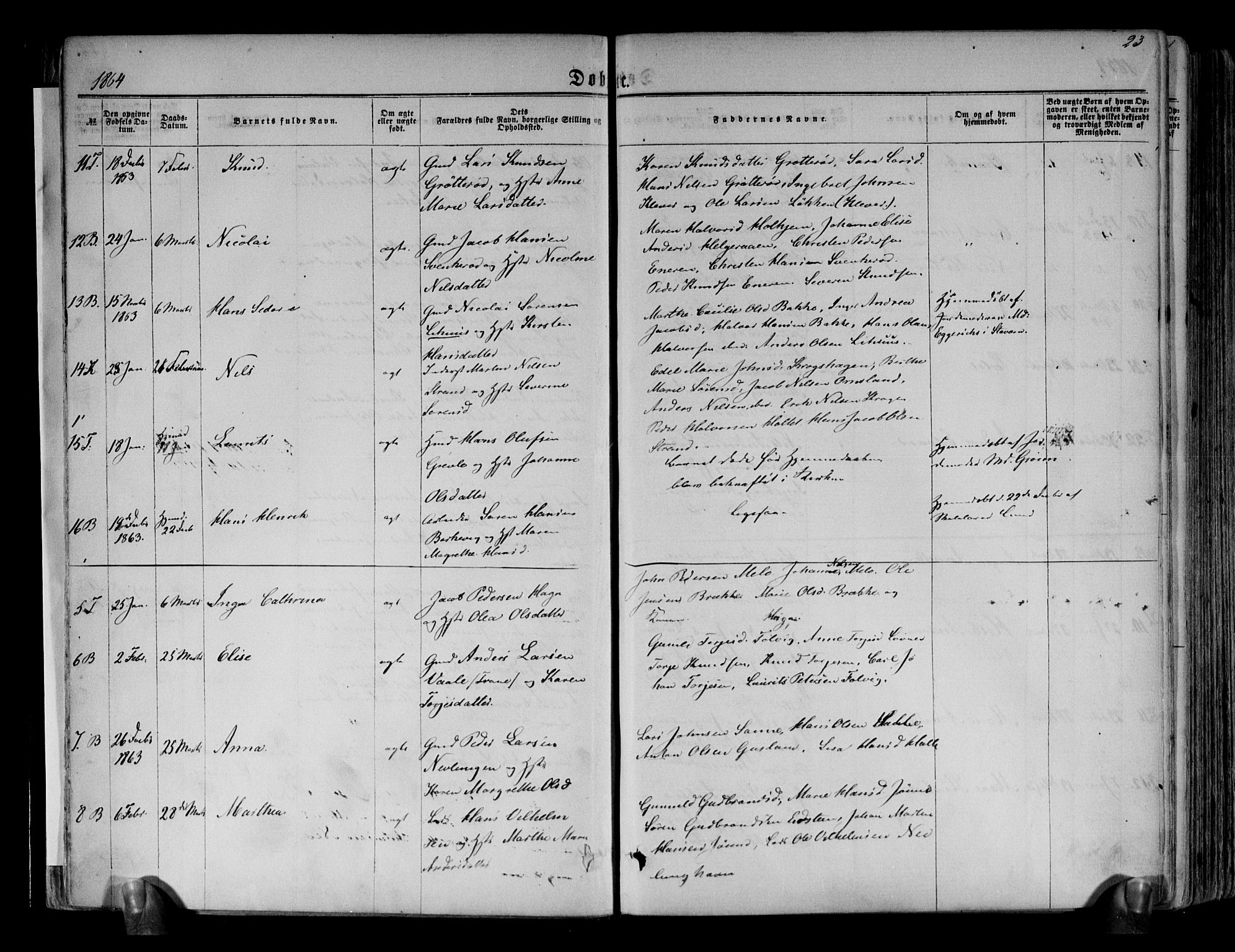 Brunlanes kirkebøker, AV/SAKO-A-342/F/Fa/L0005: Parish register (official) no. I 5, 1862-1877, p. 23