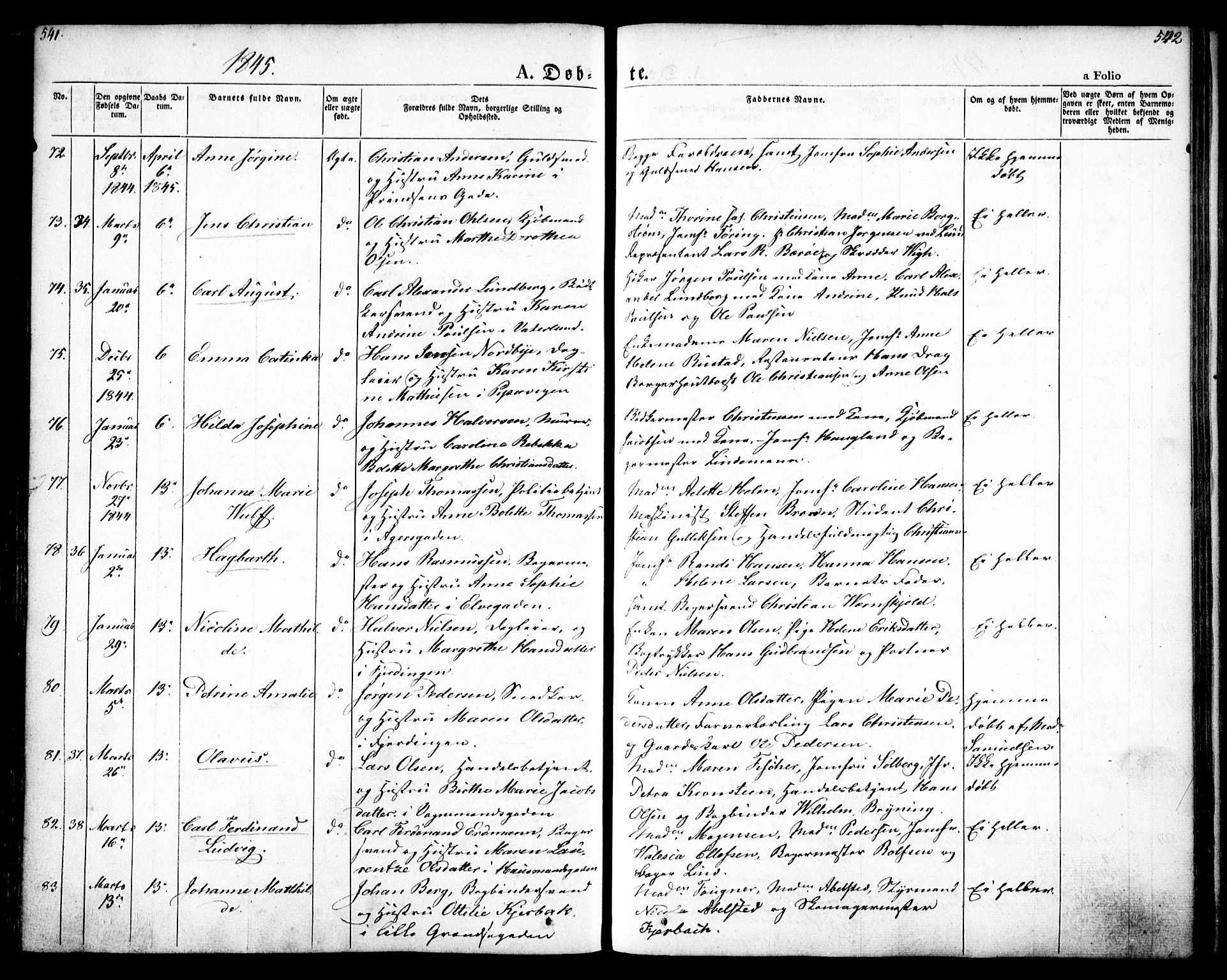 Oslo domkirke Kirkebøker, SAO/A-10752/F/Fa/L0012: Parish register (official) no. 12, 1837-1845, p. 541-542