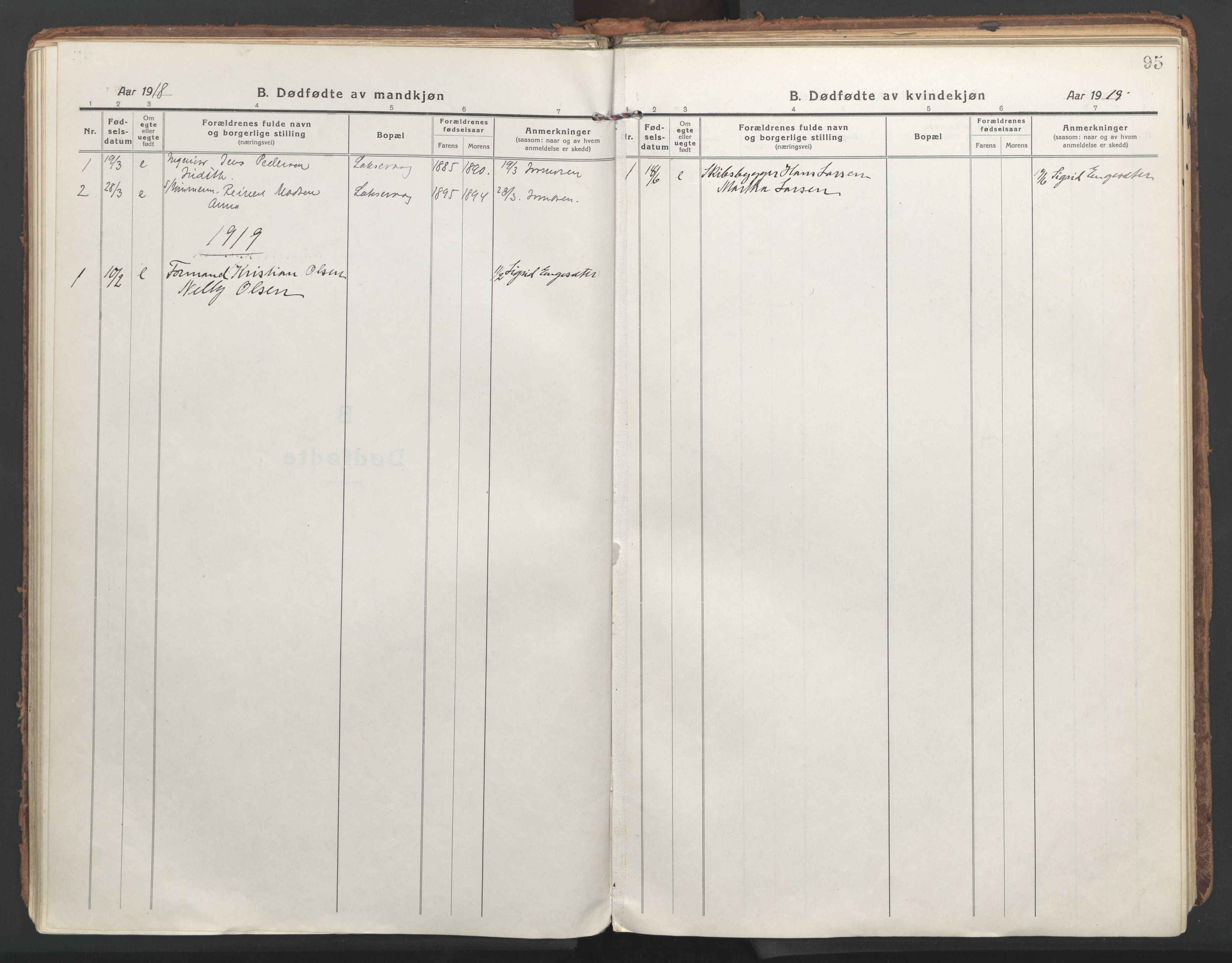 Laksevåg Sokneprestembete, AV/SAB-A-76501/H/Ha/Haa/Haaa/L0002: Parish register (official) no. A 2, 1917-1927, p. 95