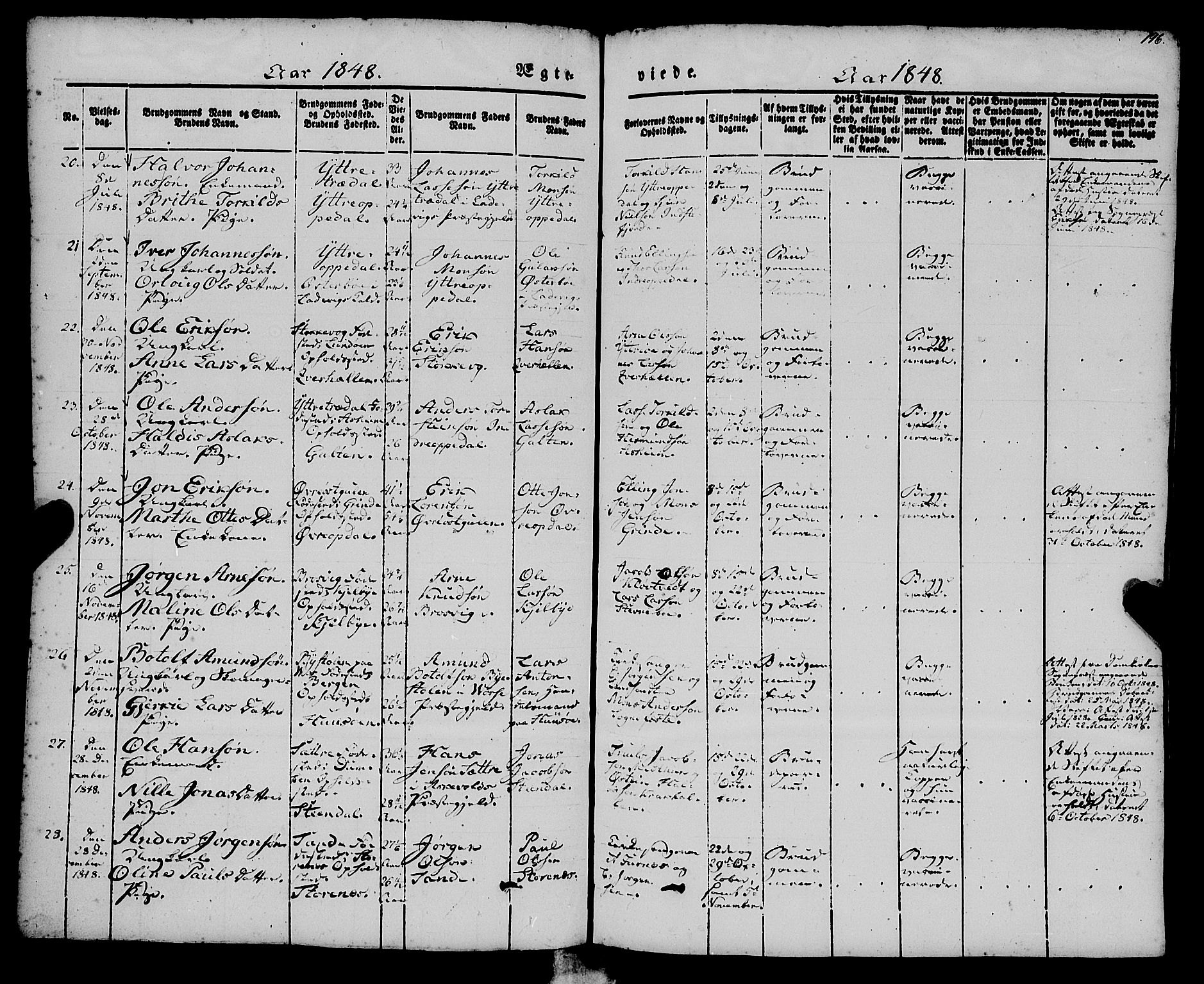 Gulen sokneprestembete, AV/SAB-A-80201/H/Haa/Haaa/L0021: Parish register (official) no. A 21, 1848-1858, p. 196