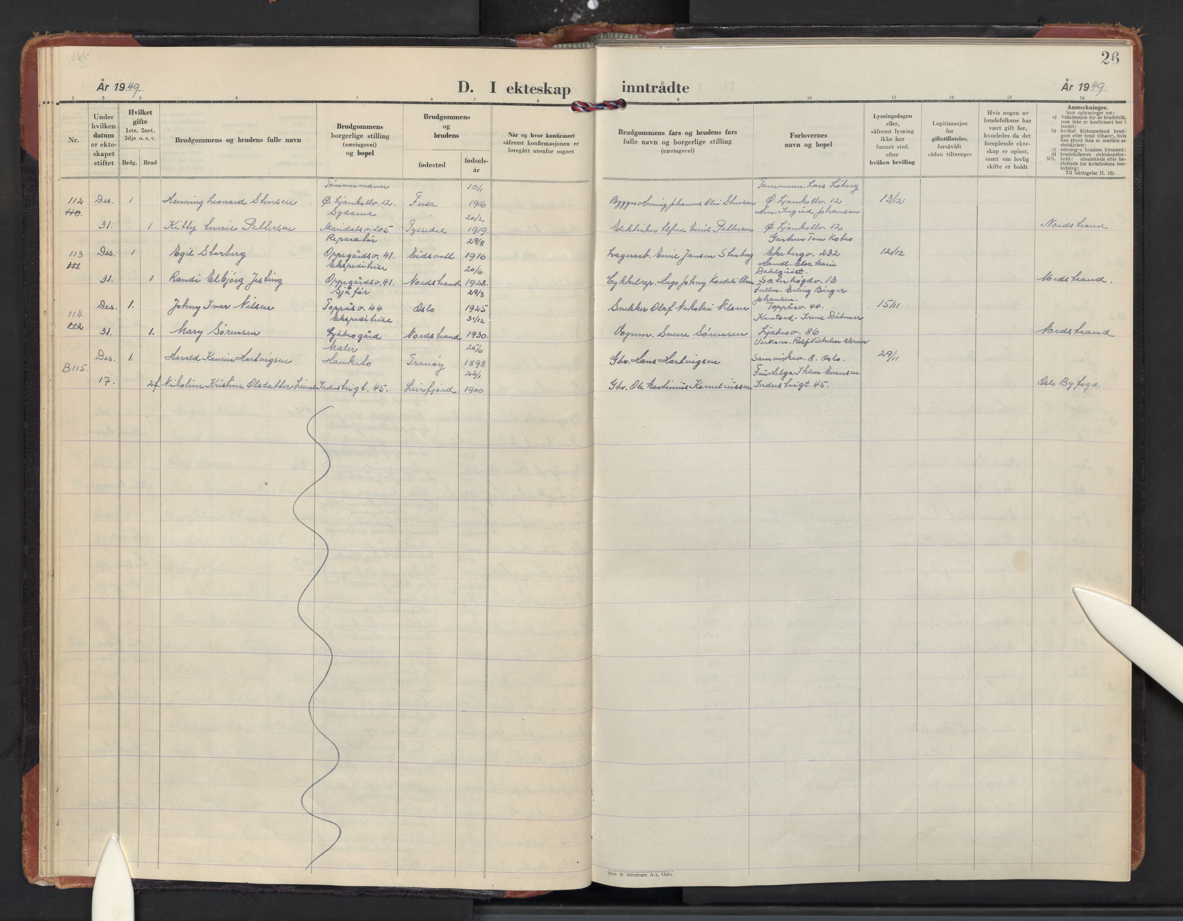 Nordstrand prestekontor Kirkebøker, AV/SAO-A-10362a/F/Fa/L0011: Parish register (official) no. 11, 1947-1960, p. 26