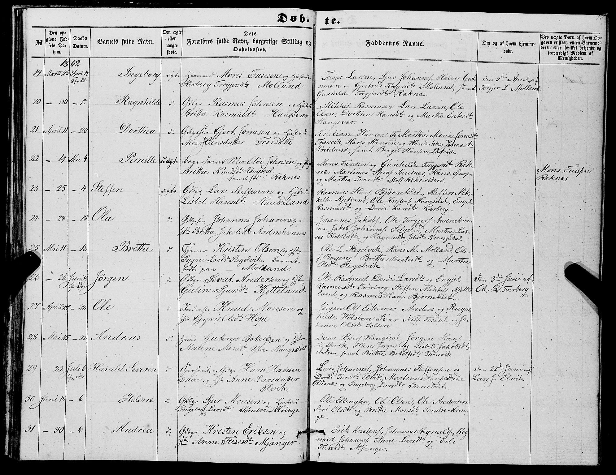 Masfjorden Sokneprestembete, SAB/A-77001: Parish register (copy) no. A 1, 1851-1875, p. 43
