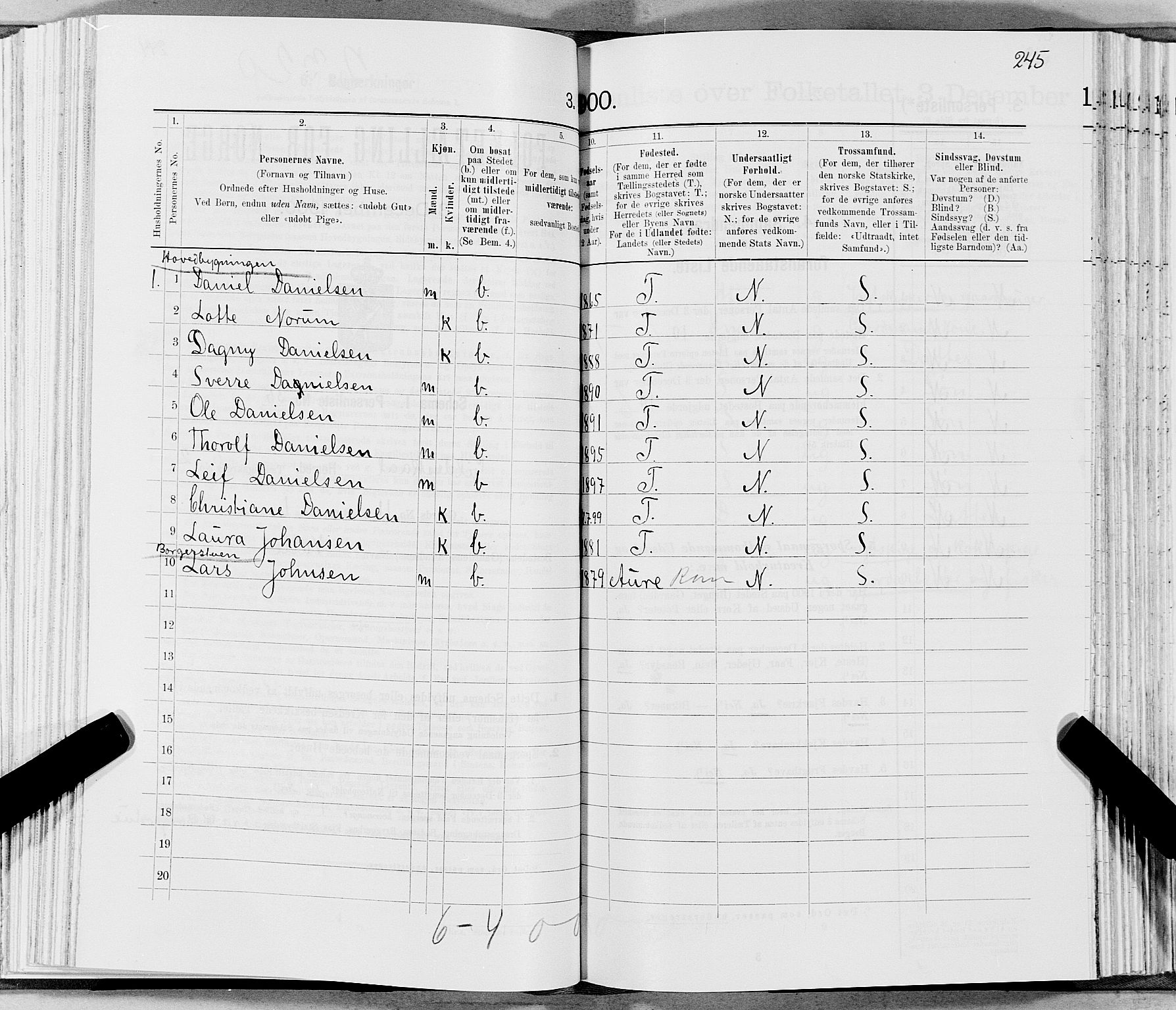 SAT, 1900 census for Gildeskål, 1900, p. 288
