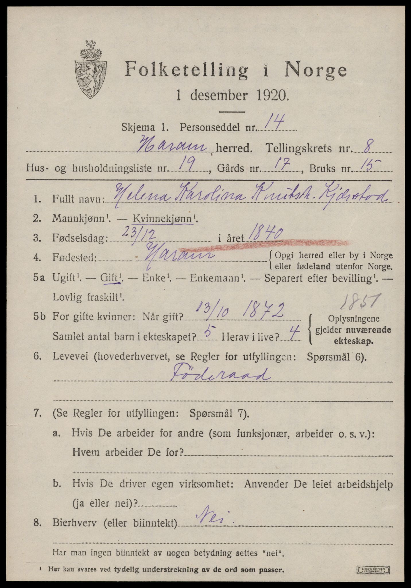 SAT, 1920 census for Haram, 1920, p. 4801