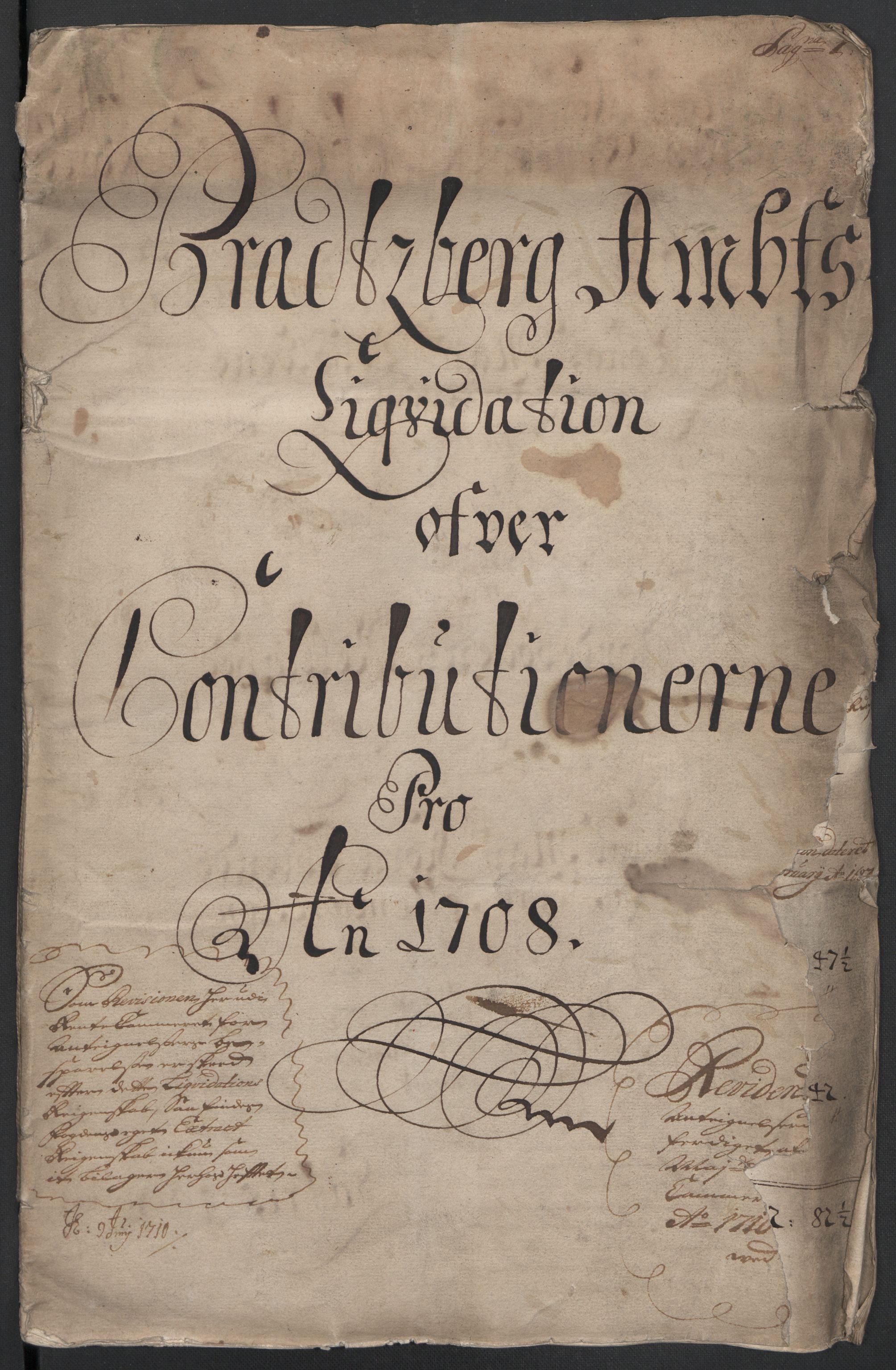 Rentekammeret inntil 1814, Reviderte regnskaper, Fogderegnskap, RA/EA-4092/R36/L2118: Fogderegnskap Øvre og Nedre Telemark og Bamble, 1708-1709, p. 3