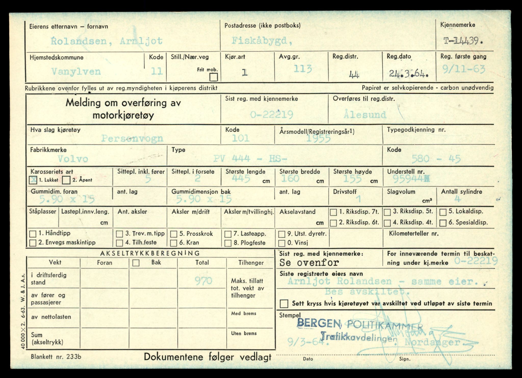 Møre og Romsdal vegkontor - Ålesund trafikkstasjon, AV/SAT-A-4099/F/Fe/L0045: Registreringskort for kjøretøy T 14320 - T 14444, 1927-1998, p. 3092