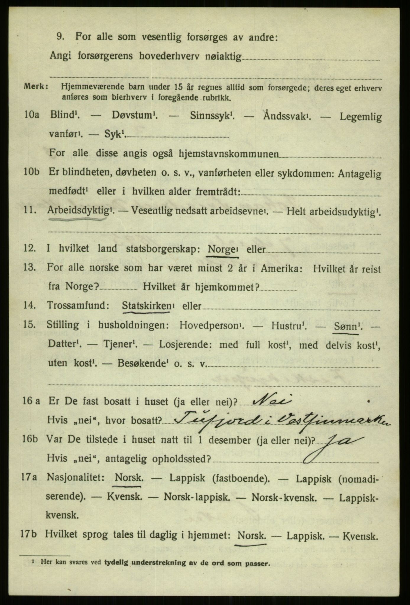 SATØ, 1920 census for Tromsø, 1920, p. 11598