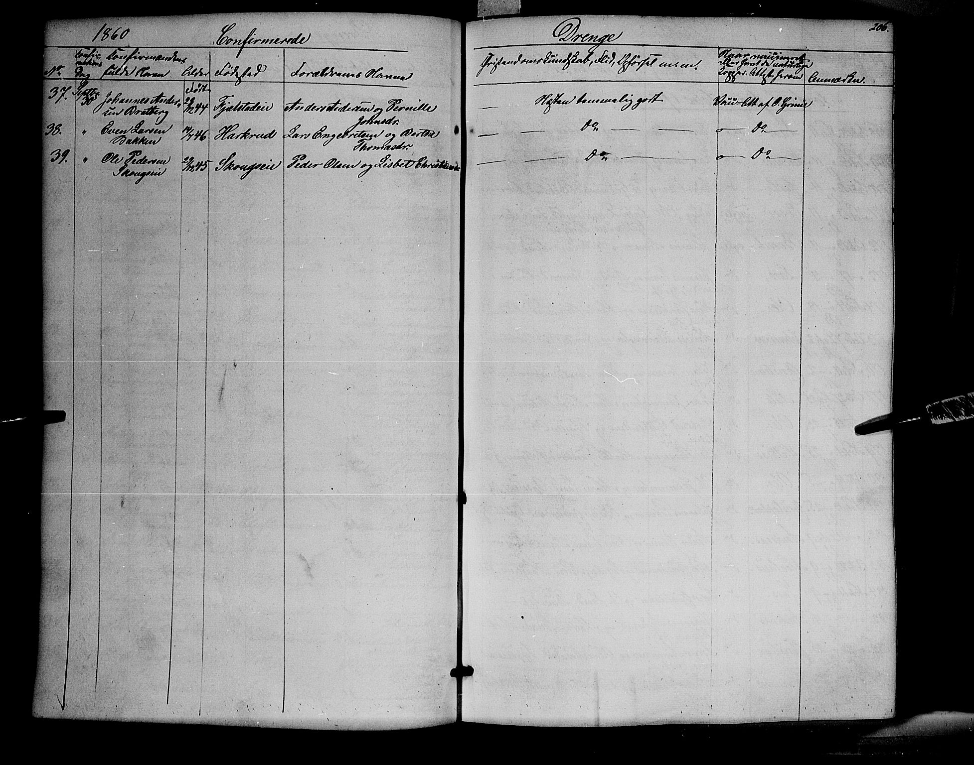 Ringsaker prestekontor, AV/SAH-PREST-014/K/Ka/L0009: Parish register (official) no. 9, 1850-1860, p. 206