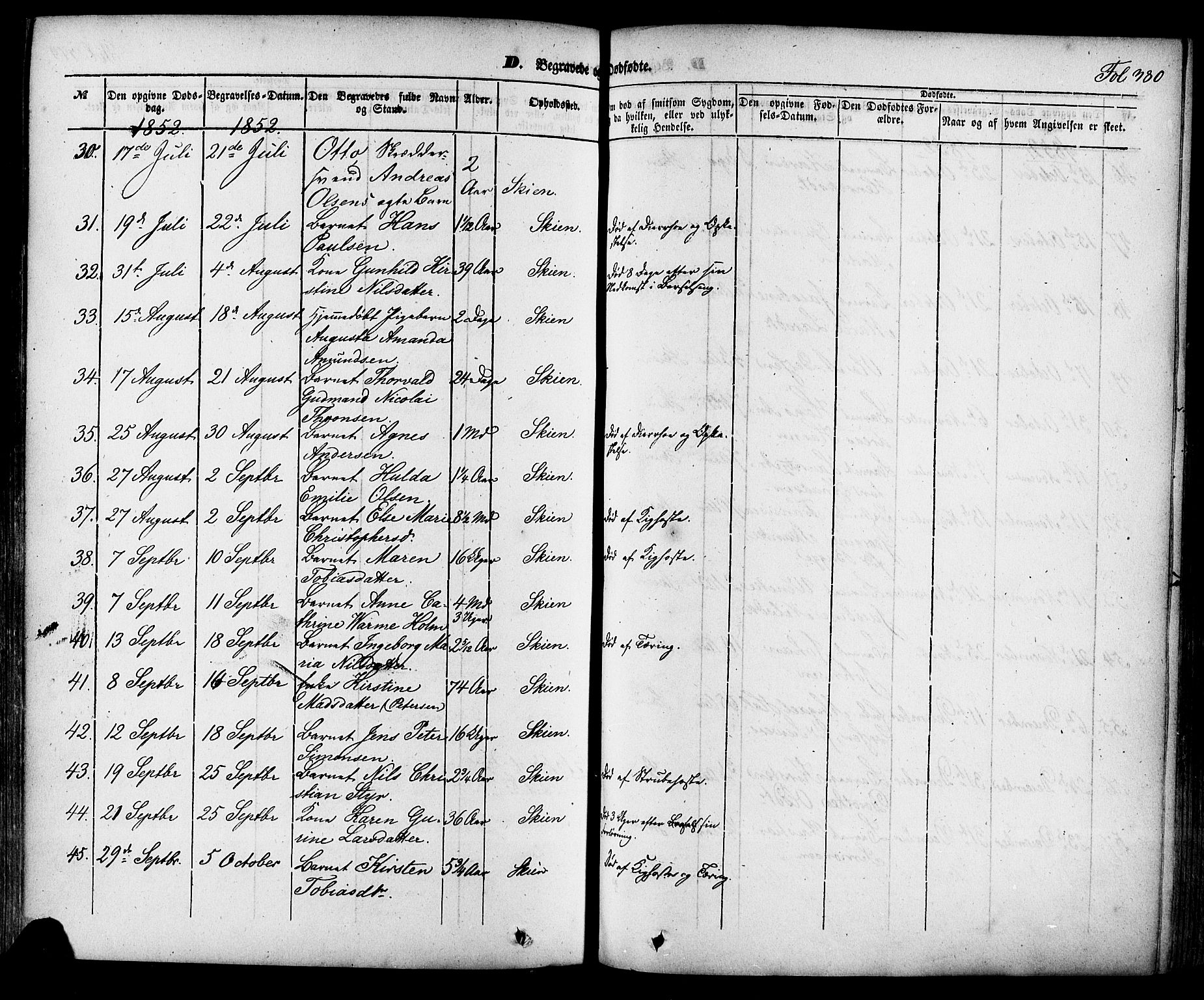 Skien kirkebøker, AV/SAKO-A-302/F/Fa/L0006a: Parish register (official) no. 6A, 1843-1856, p. 380