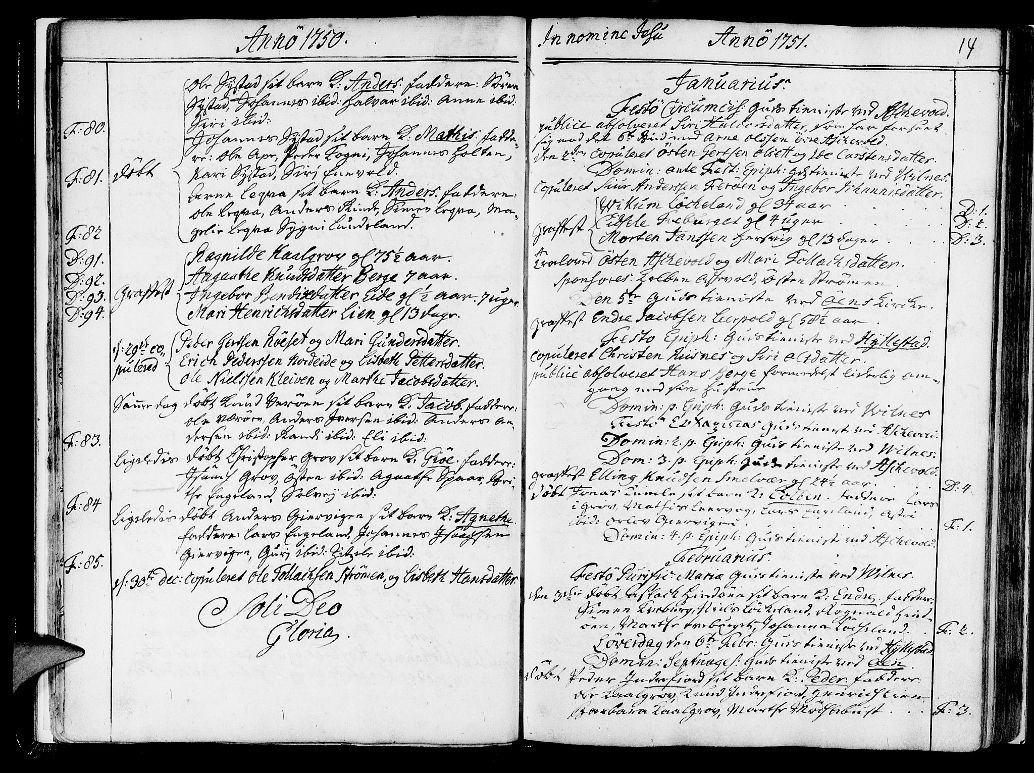 Askvoll sokneprestembete, SAB/A-79501/H/Haa/Haaa/L0008: Parish register (official) no. A 8, 1749-1775, p. 14