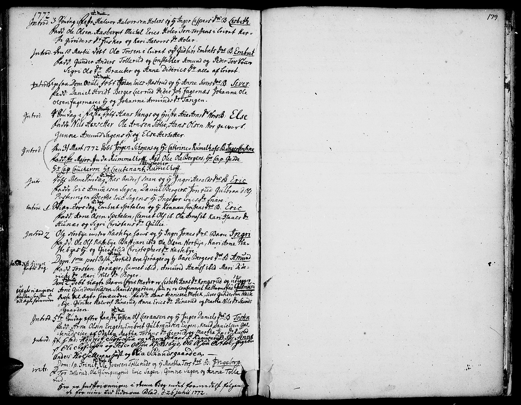 Vinger prestekontor, SAH/PREST-024/H/Ha/Haa/L0003: Parish register (official) no. 3, 1751-1772, p. 179