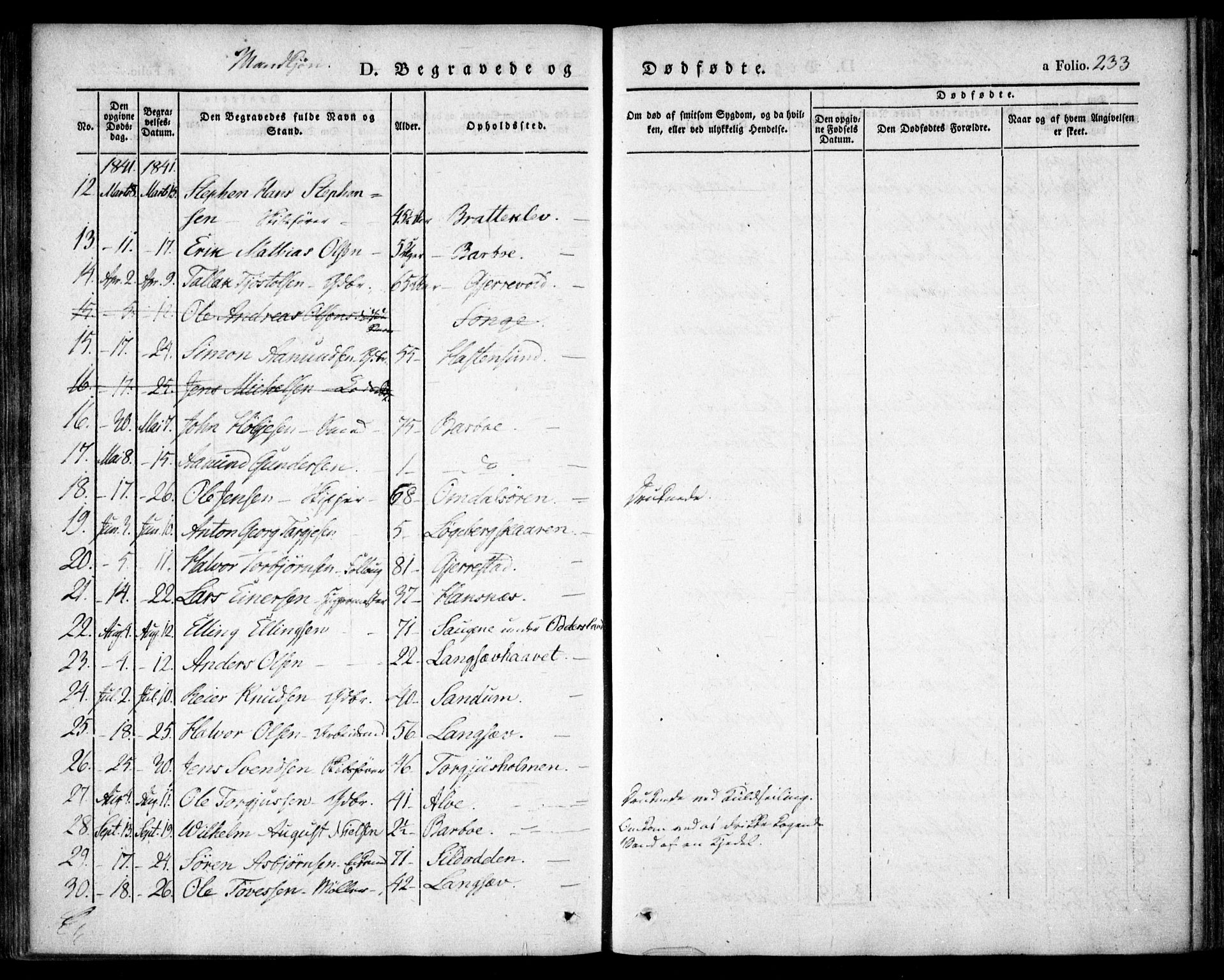 Tromøy sokneprestkontor, SAK/1111-0041/F/Fa/L0004: Parish register (official) no. A 4, 1837-1846, p. 233