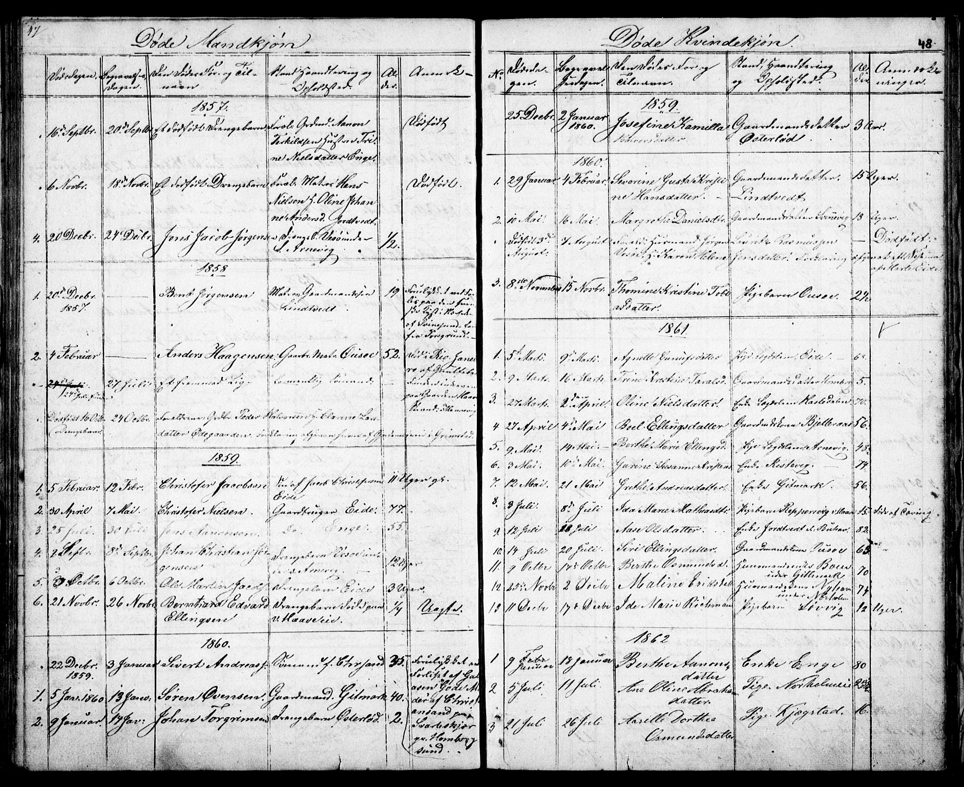 Hommedal sokneprestkontor, AV/SAK-1111-0023/F/Fb/Fba/L0002: Parish register (copy) no. B 2, 1841-1863, p. 48