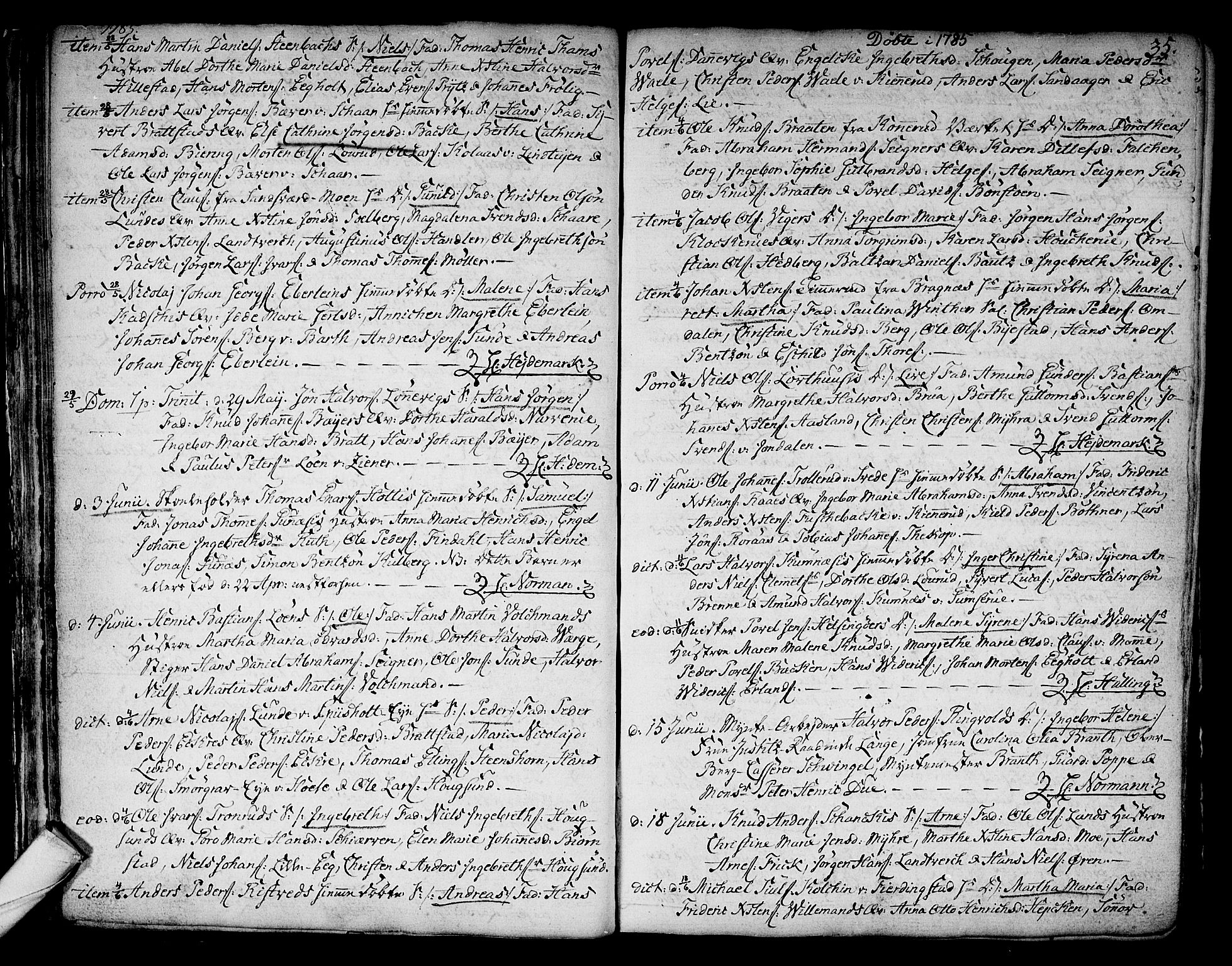 Kongsberg kirkebøker, AV/SAKO-A-22/F/Fa/L0006: Parish register (official) no. I 6, 1783-1797, p. 35