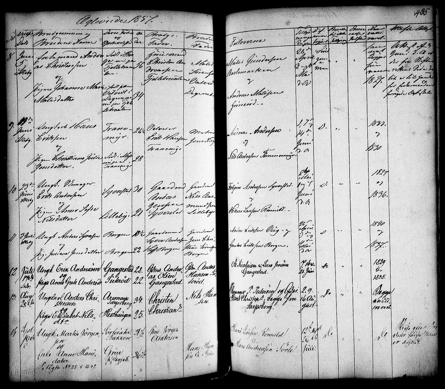 Skjeberg prestekontor Kirkebøker, AV/SAO-A-10923/F/Fa/L0006: Parish register (official) no. I 6, 1846-1858, p. 435