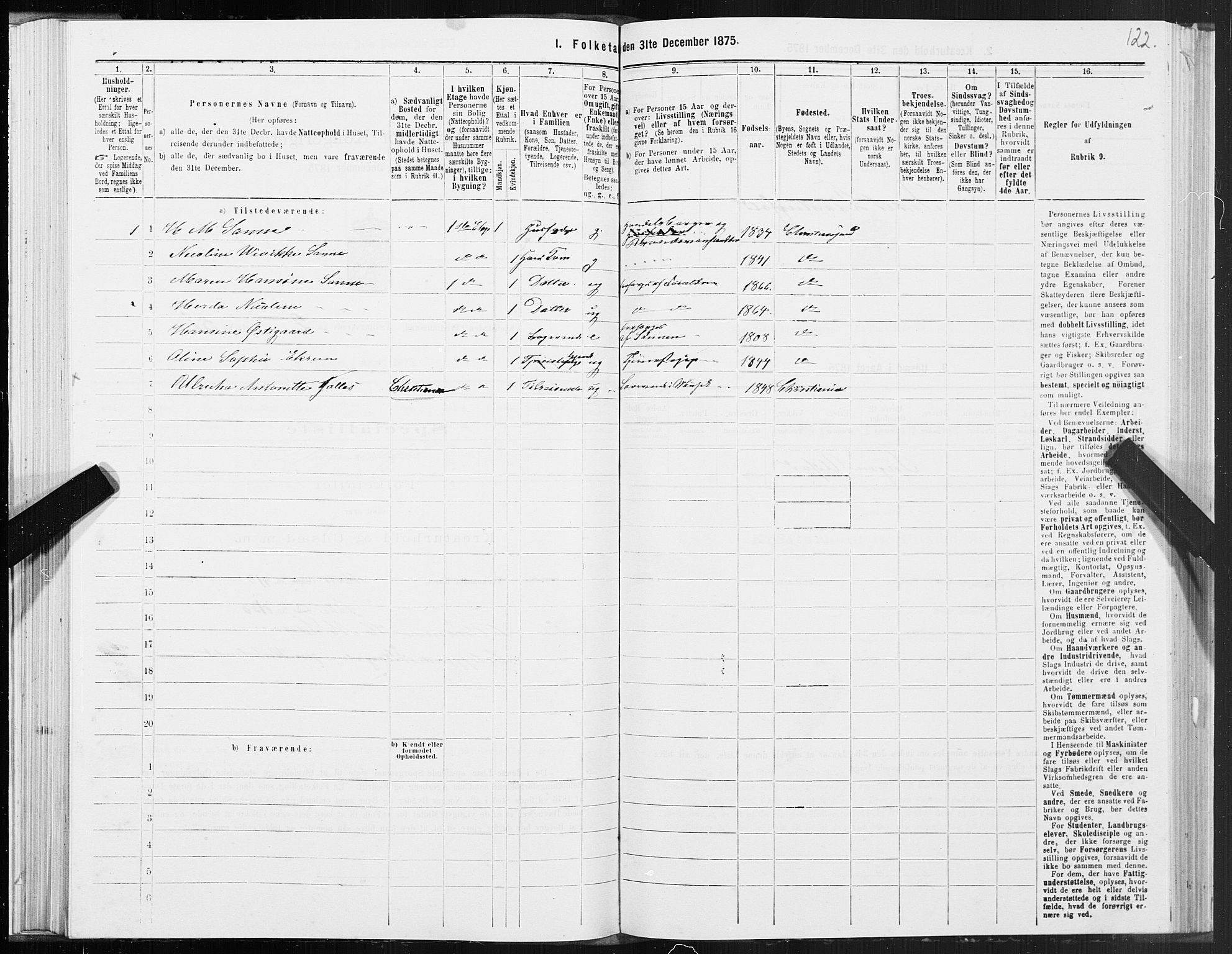SAT, 1875 census for 1503B Kristiansund/Kristiansund, 1875, p. 2122