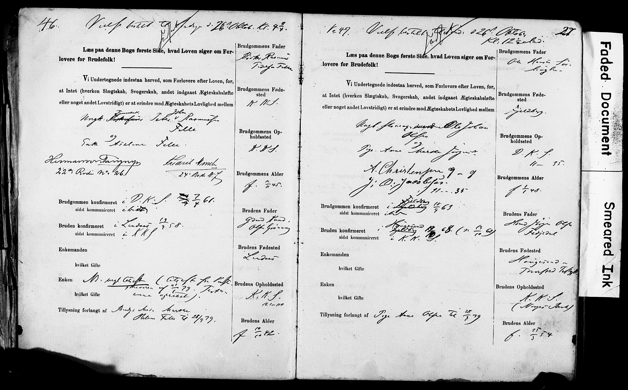 Korskirken sokneprestembete, AV/SAB-A-76101: Best man's statements no. II.5.5, 1878-1889, p. 27