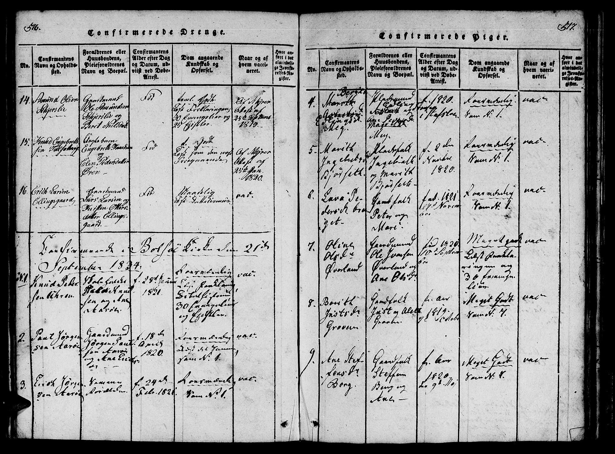 Ministerialprotokoller, klokkerbøker og fødselsregistre - Møre og Romsdal, SAT/A-1454/555/L0652: Parish register (official) no. 555A03, 1817-1843, p. 516-517