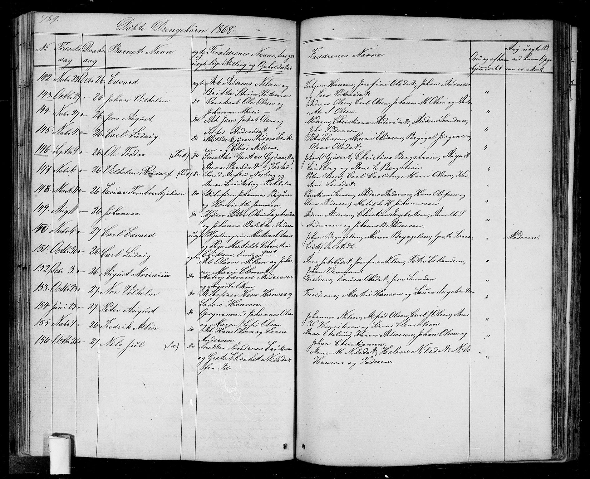 Halden prestekontor Kirkebøker, SAO/A-10909/G/Ga/L0005b: Parish register (copy) no. 5B, 1864-1868, p. 789