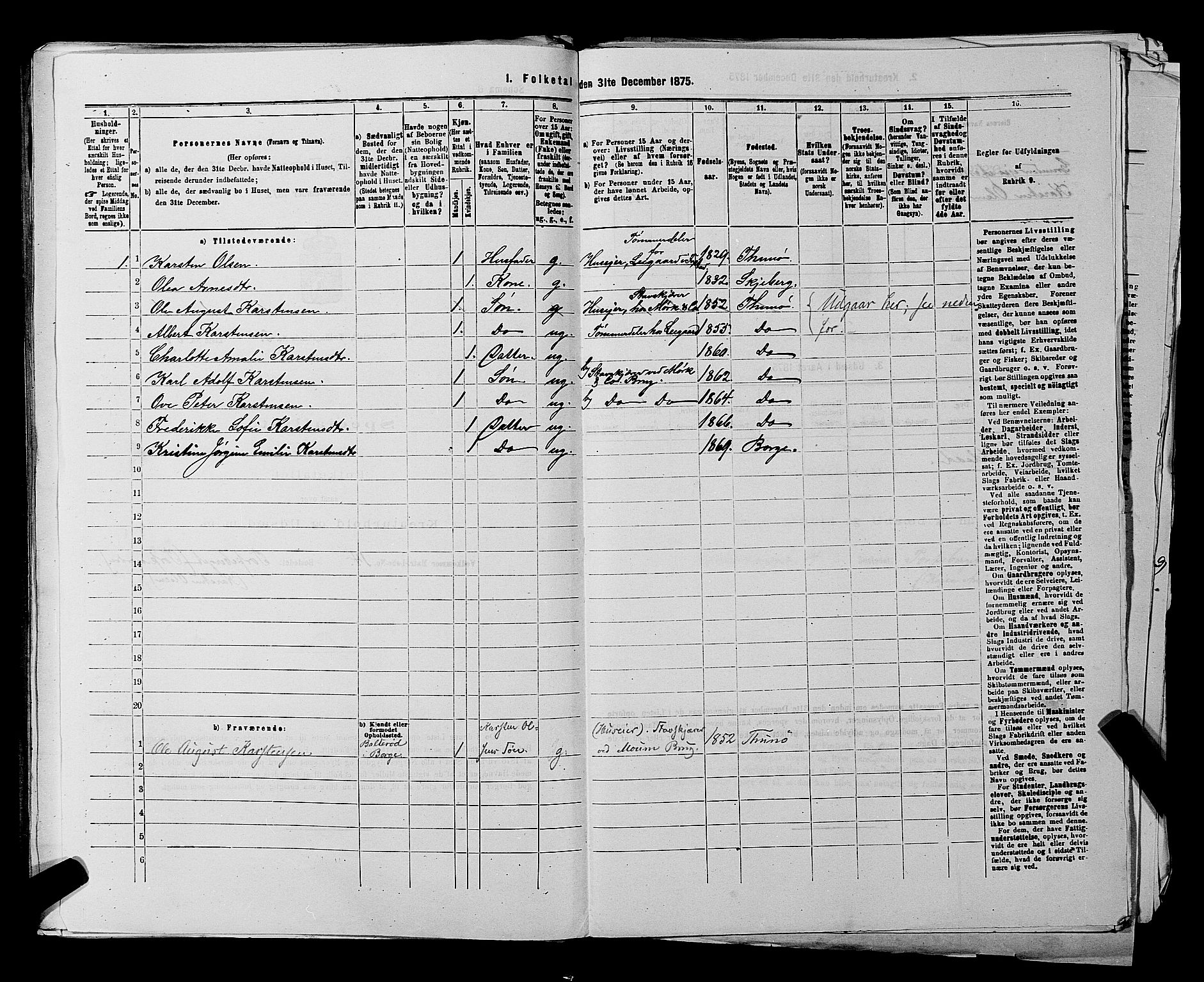 RA, 1875 census for 0113P Borge, 1875, p. 505