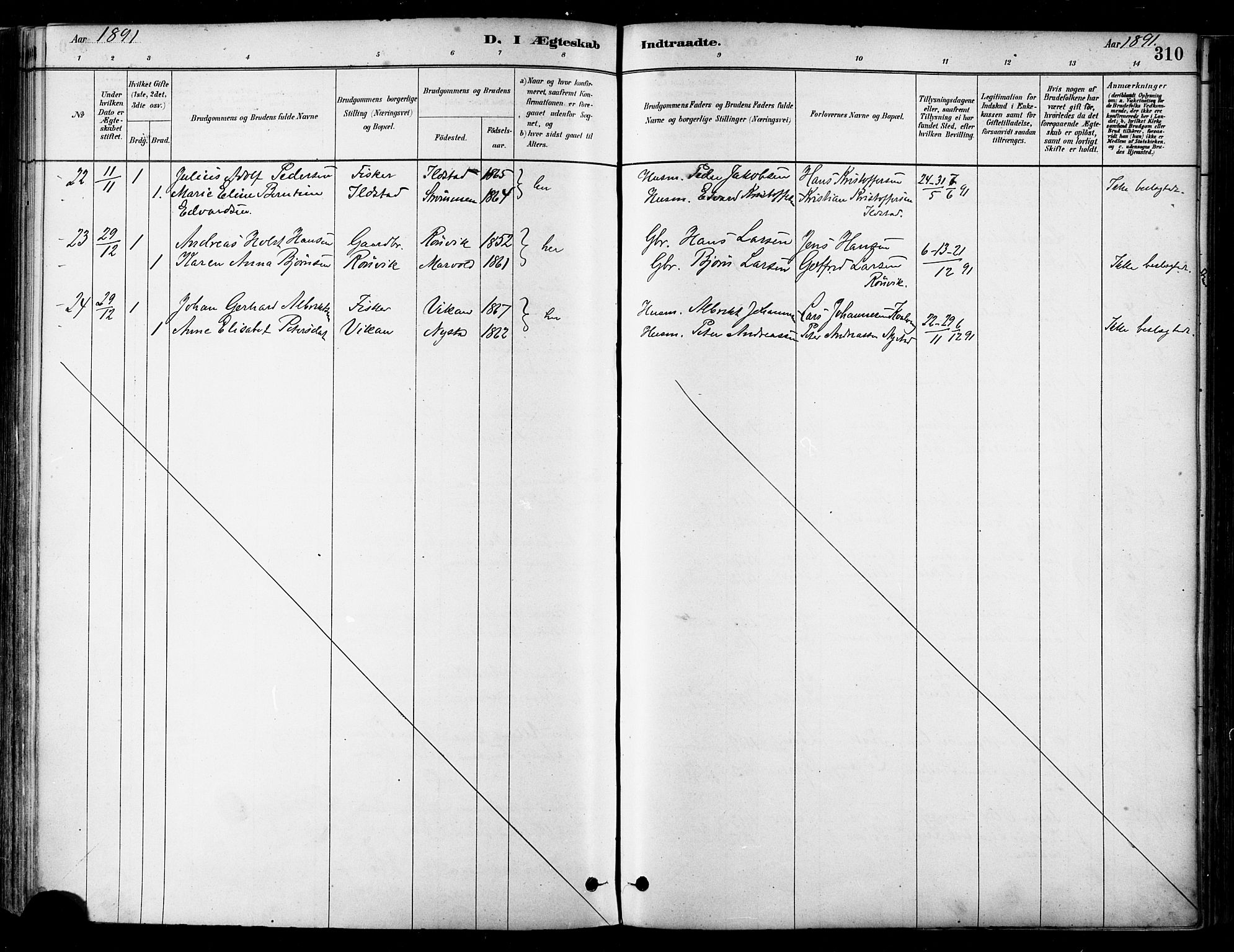 Ministerialprotokoller, klokkerbøker og fødselsregistre - Nordland, AV/SAT-A-1459/802/L0054: Parish register (official) no. 802A01, 1879-1893, p. 310