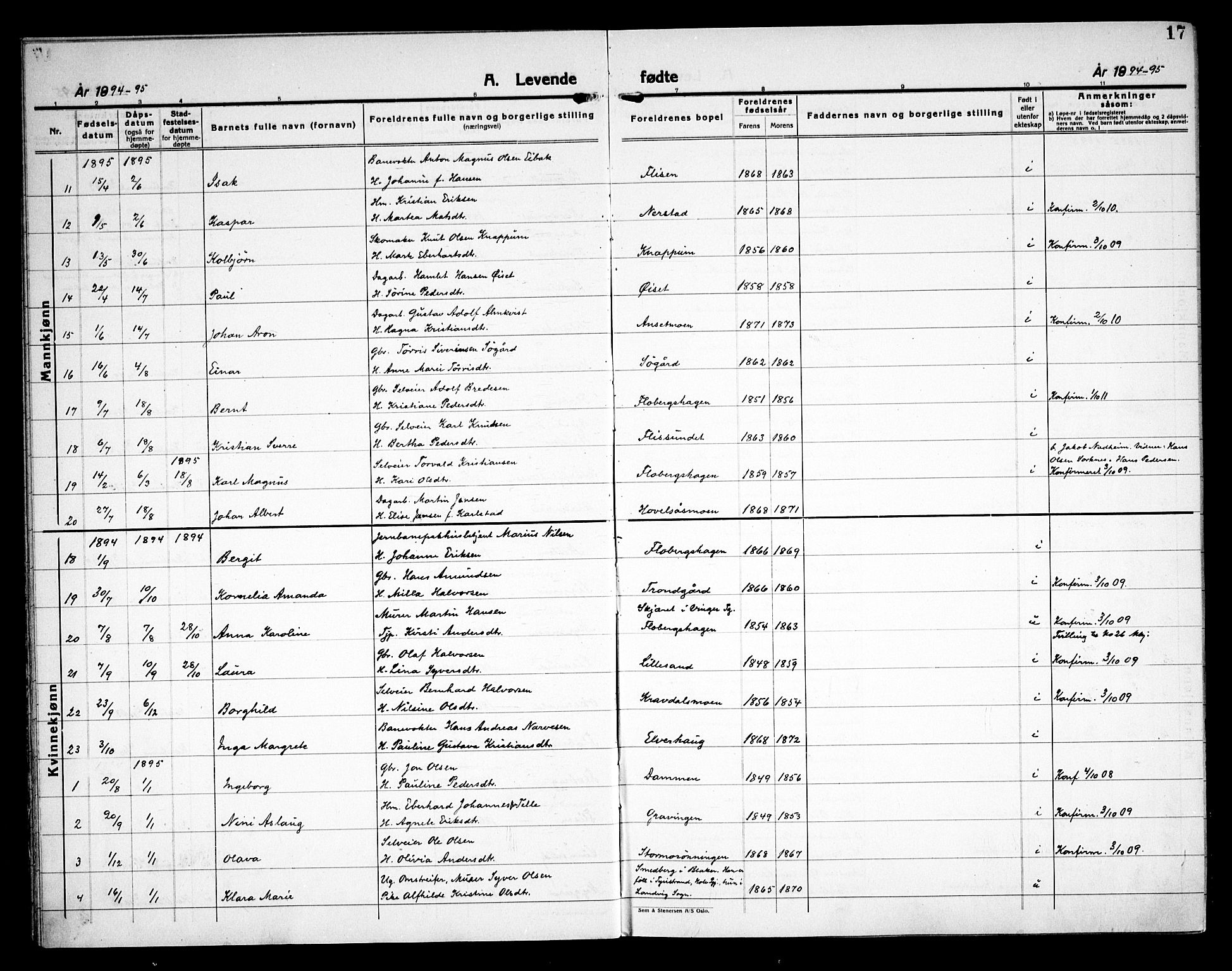 Åsnes prestekontor, AV/SAH-PREST-042/H/Ha/Haa/L0000C: Parish register (official) no. 0A, 1890-1929, p. 17