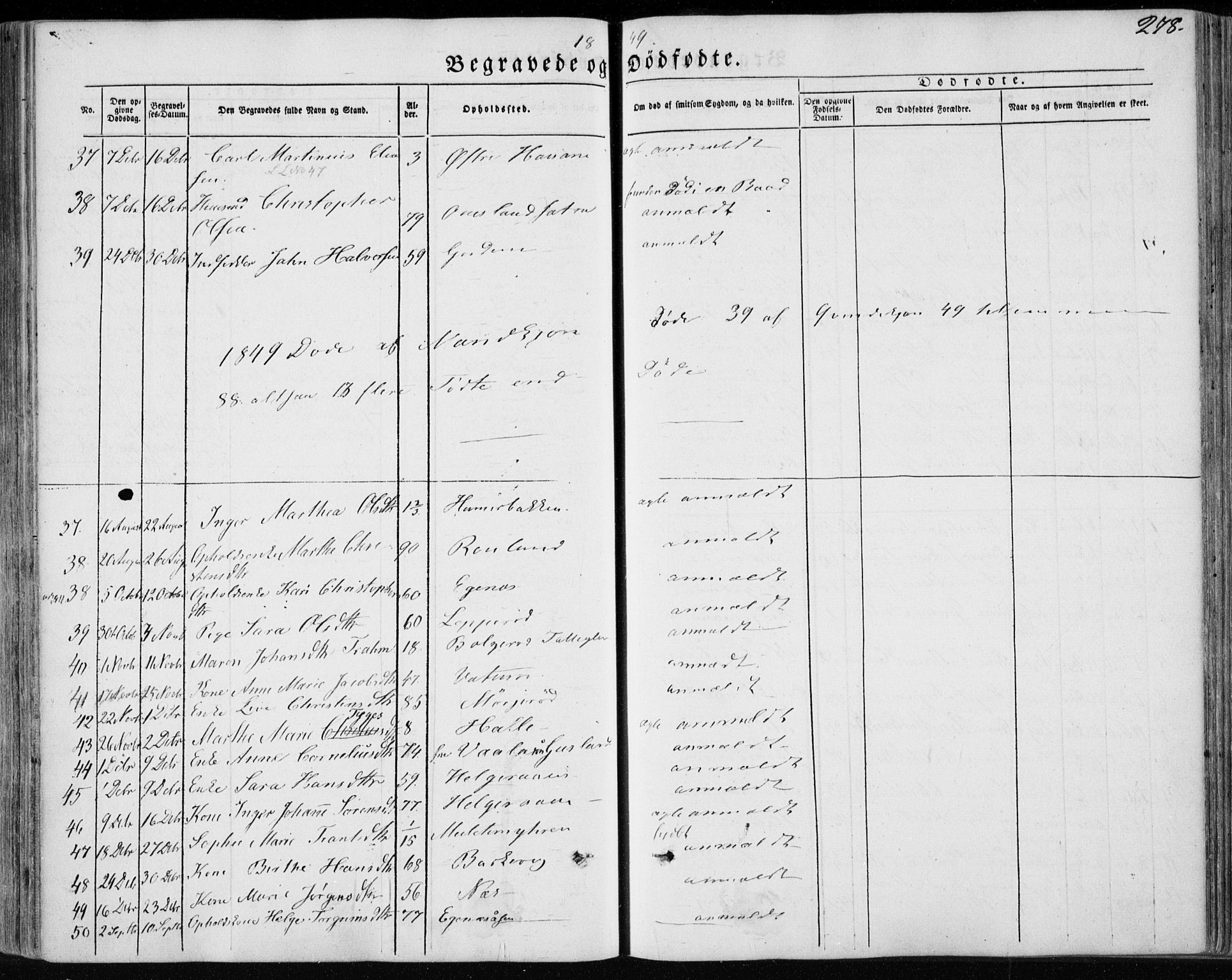 Brunlanes kirkebøker, AV/SAKO-A-342/F/Fa/L0004: Parish register (official) no. I 4, 1846-1862, p. 278