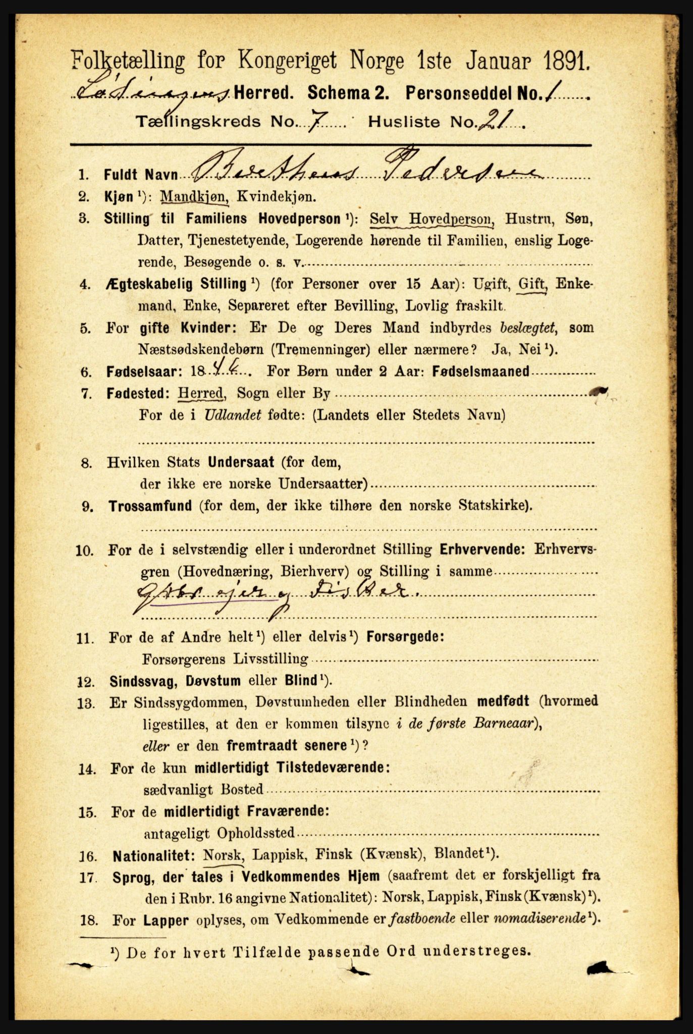 RA, 1891 census for 1851 Lødingen, 1891, p. 3477