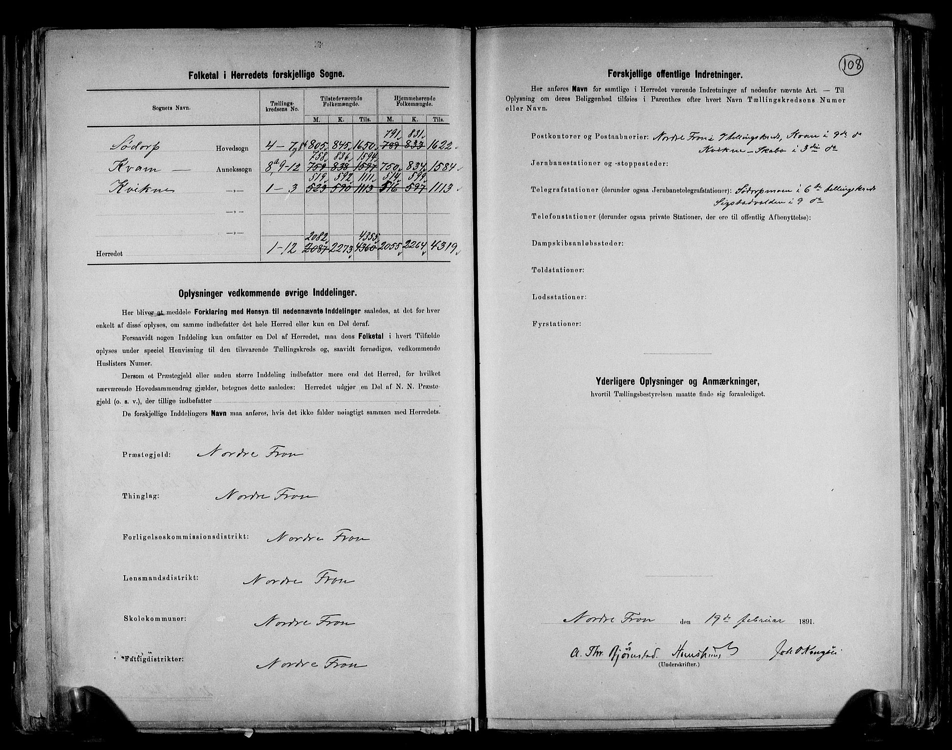 RA, 1891 census for 0518 Nord-Fron, 1891, p. 3