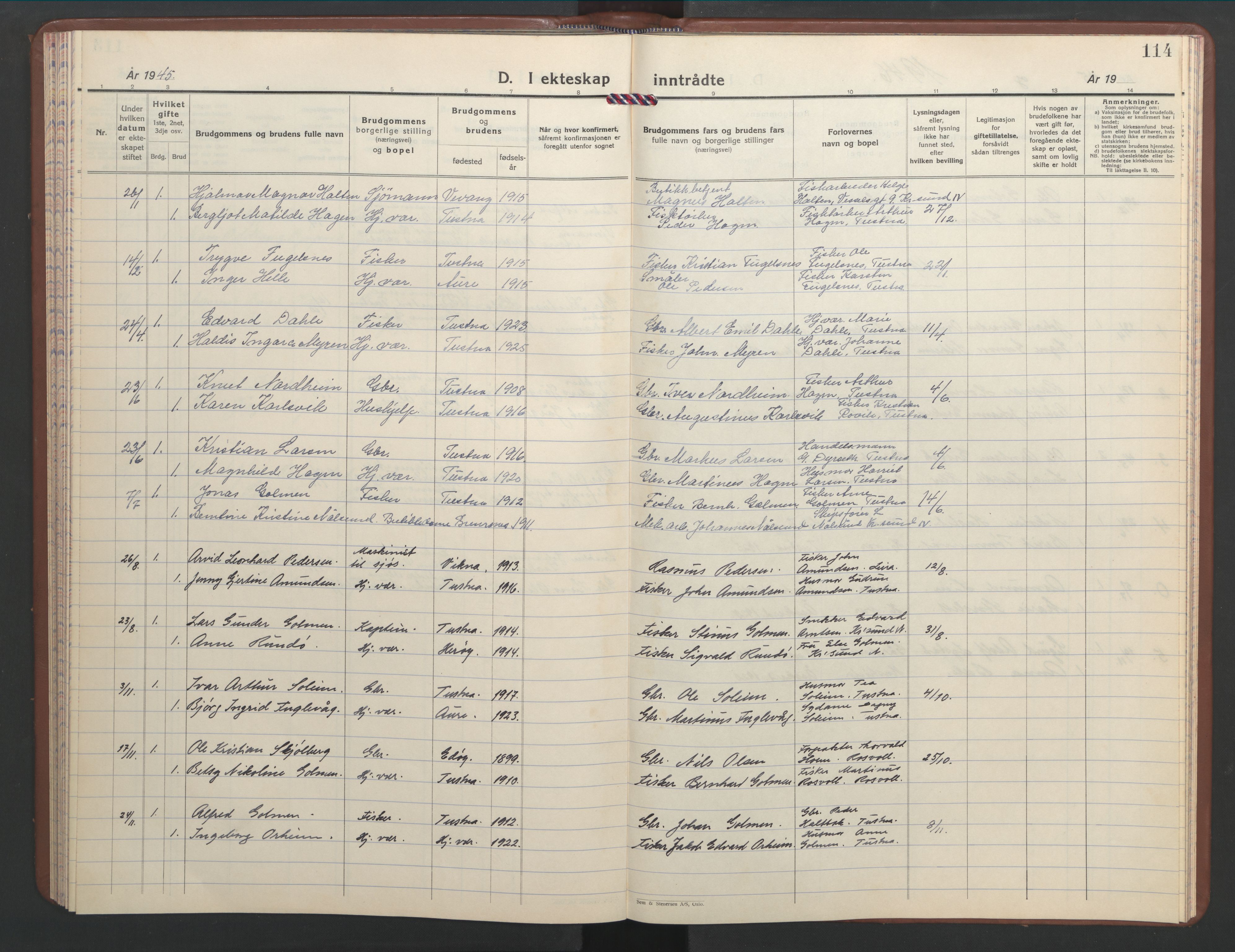 Ministerialprotokoller, klokkerbøker og fødselsregistre - Møre og Romsdal, AV/SAT-A-1454/577/L0898: Parish register (copy) no. 577C02, 1939-1948, p. 114