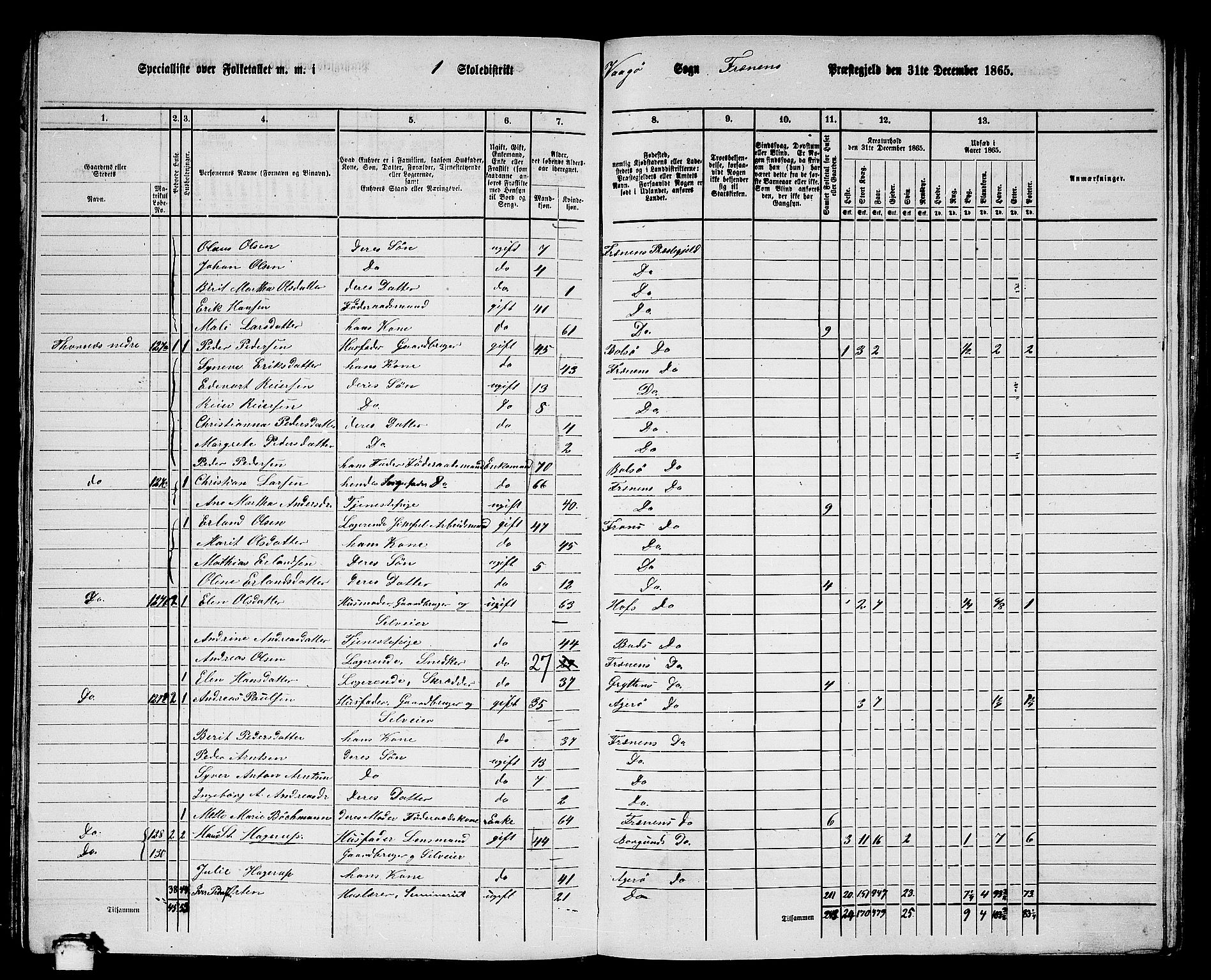 RA, 1865 census for Fræna, 1865, p. 21