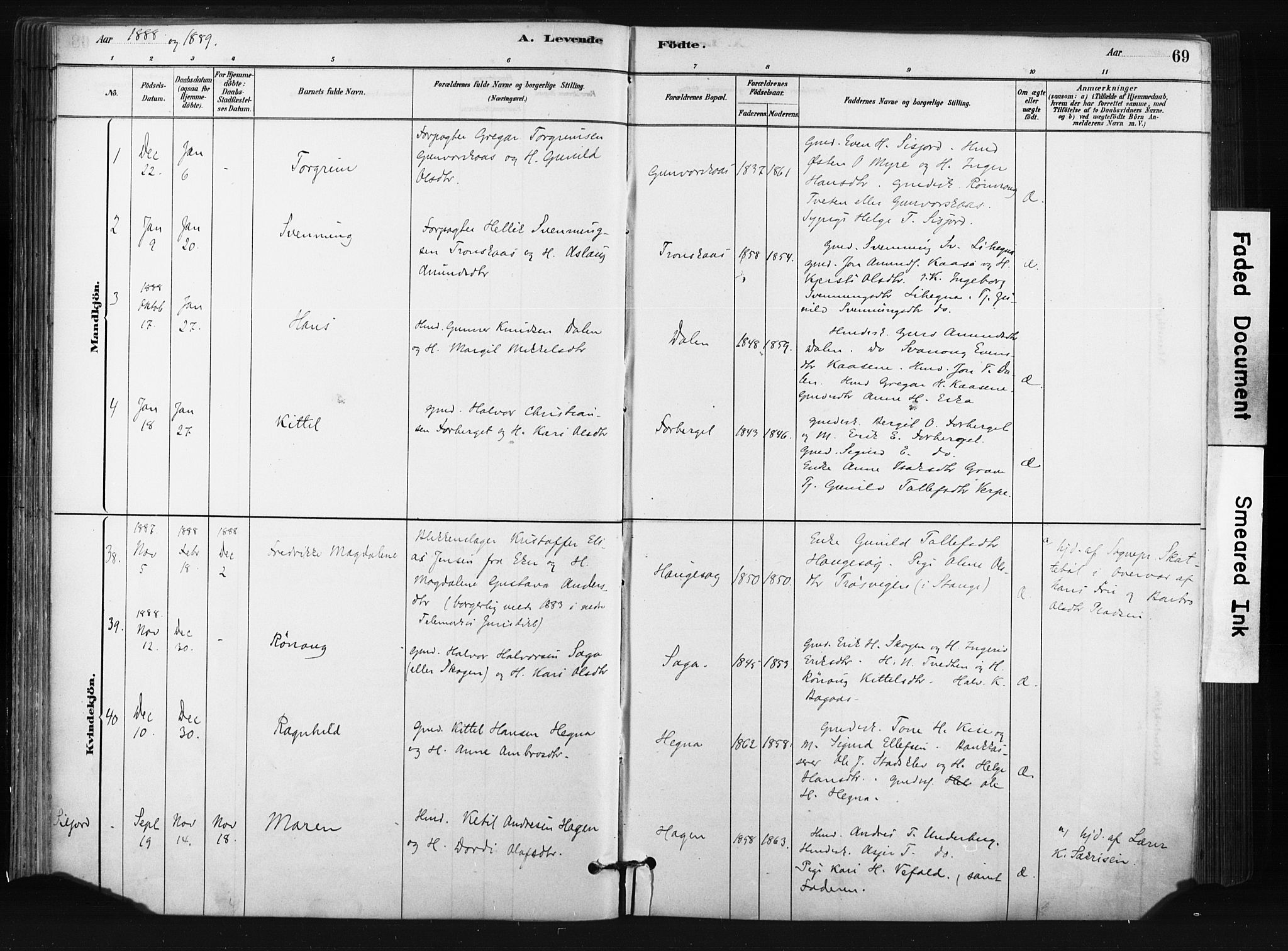 Bø kirkebøker, SAKO/A-257/F/Fa/L0010: Parish register (official) no. 10, 1880-1892, p. 69
