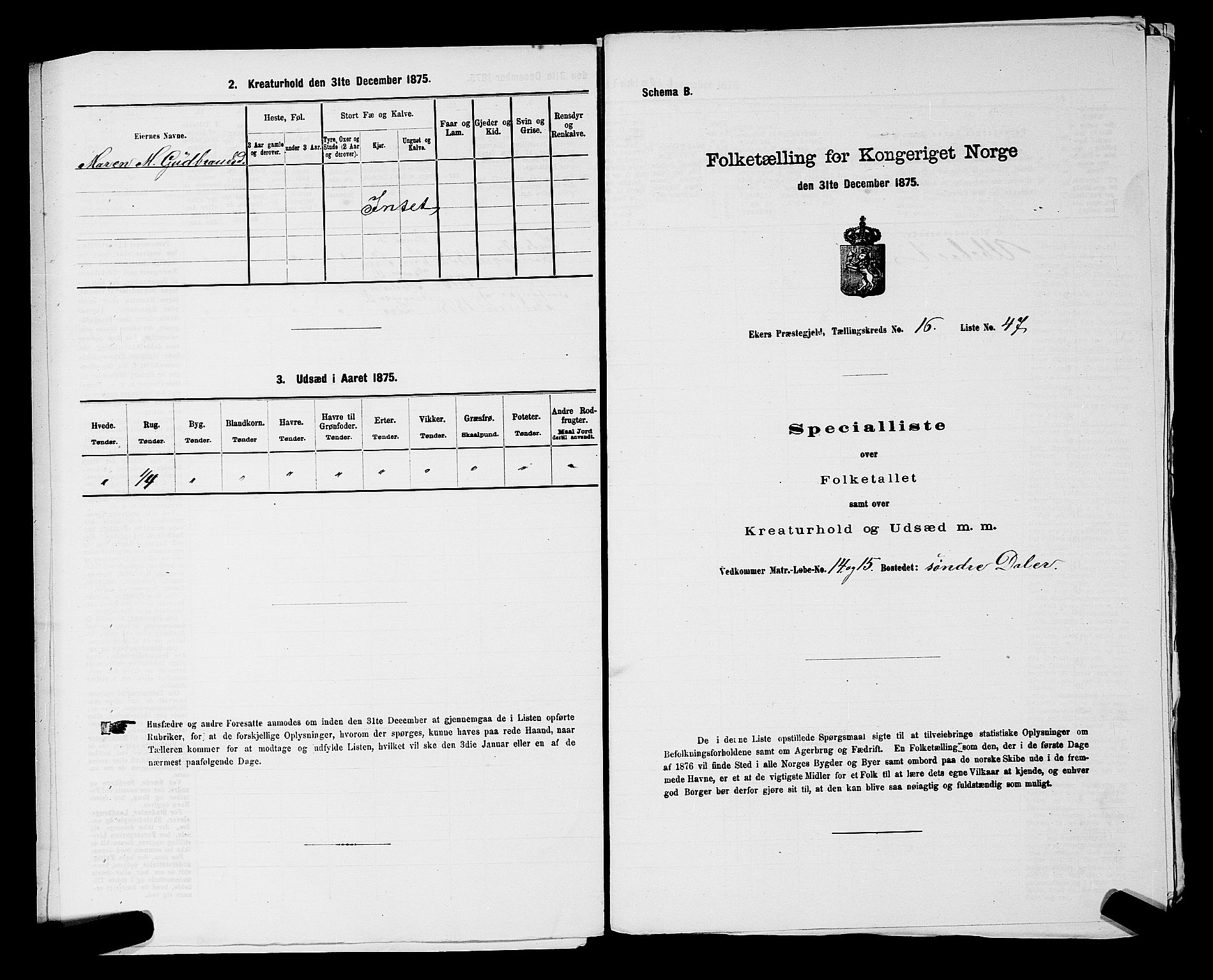 SAKO, 1875 census for 0624P Eiker, 1875, p. 2963