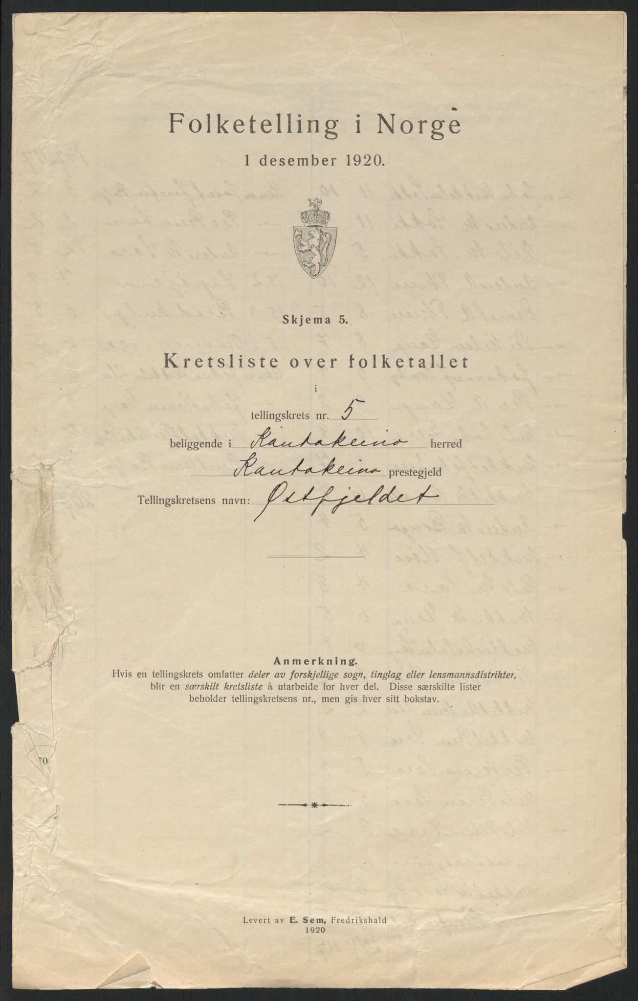 SATØ, 1920 census for Kautokeino, 1920, p. 18