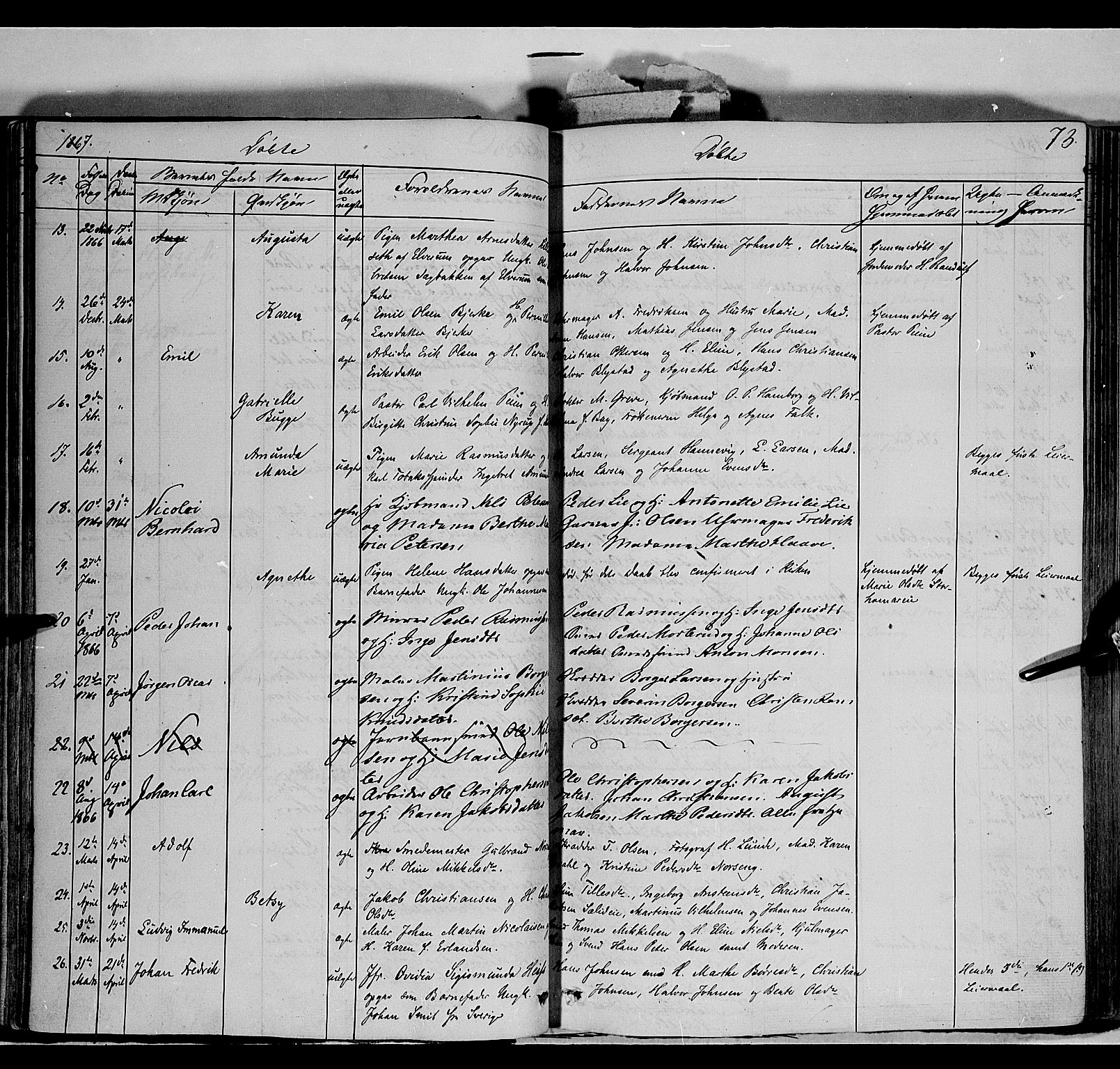 Vang prestekontor, Hedmark, SAH/PREST-008/H/Ha/Haa/L0011: Parish register (official) no. 11, 1852-1877, p. 73