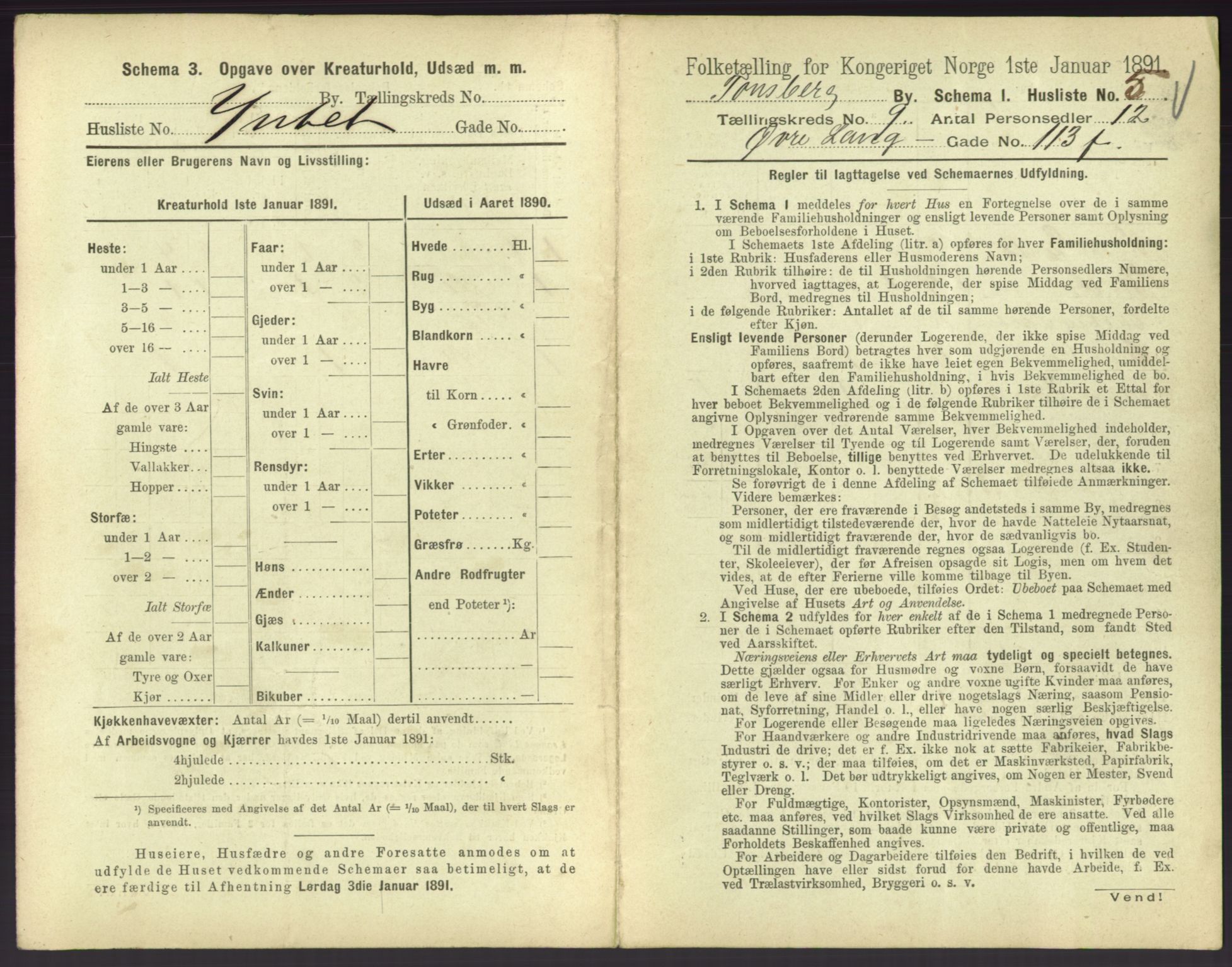 RA, 1891 census for 0705 Tønsberg, 1891, p. 370