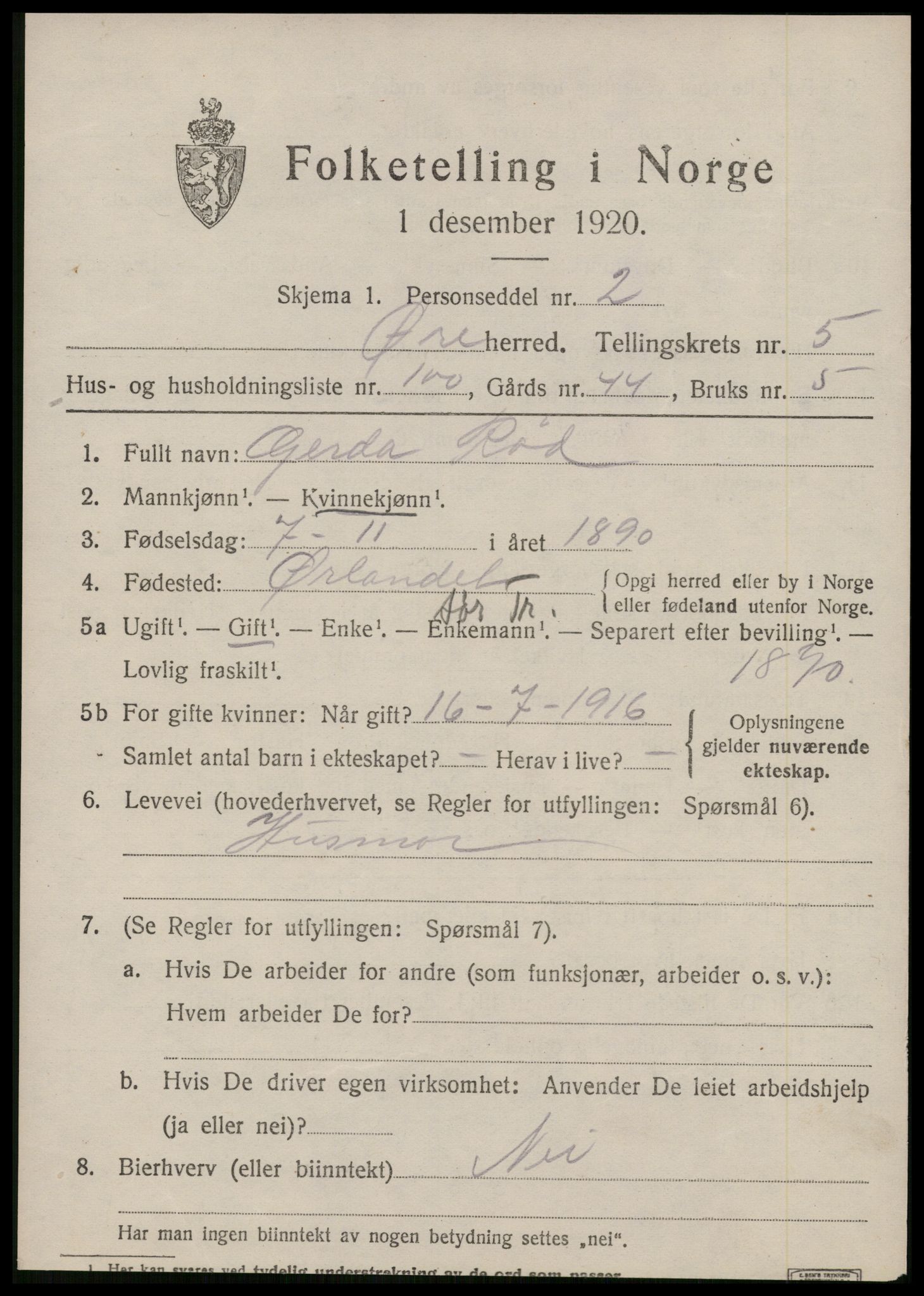 SAT, 1920 census for Øre, 1920, p. 3760