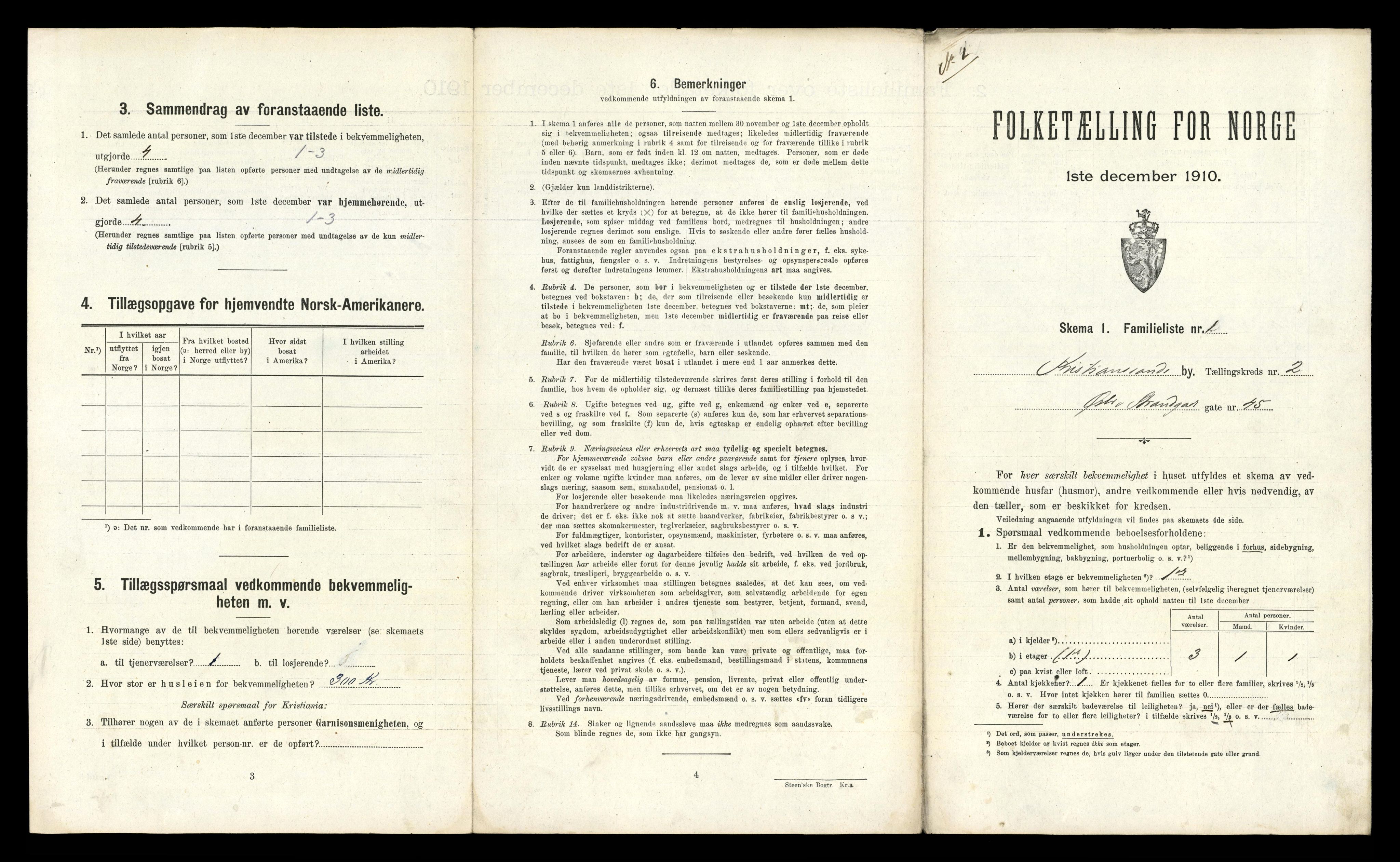 RA, 1910 census for Kristiansand, 1910, p. 364