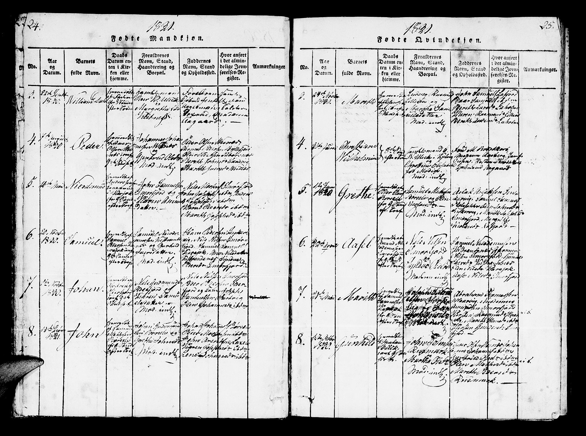 Kistrand/Porsanger sokneprestembete, AV/SATØ-S-1351/H/Ha/L0003.kirke: Parish register (official) no. 3, 1825-1842, p. 24-25